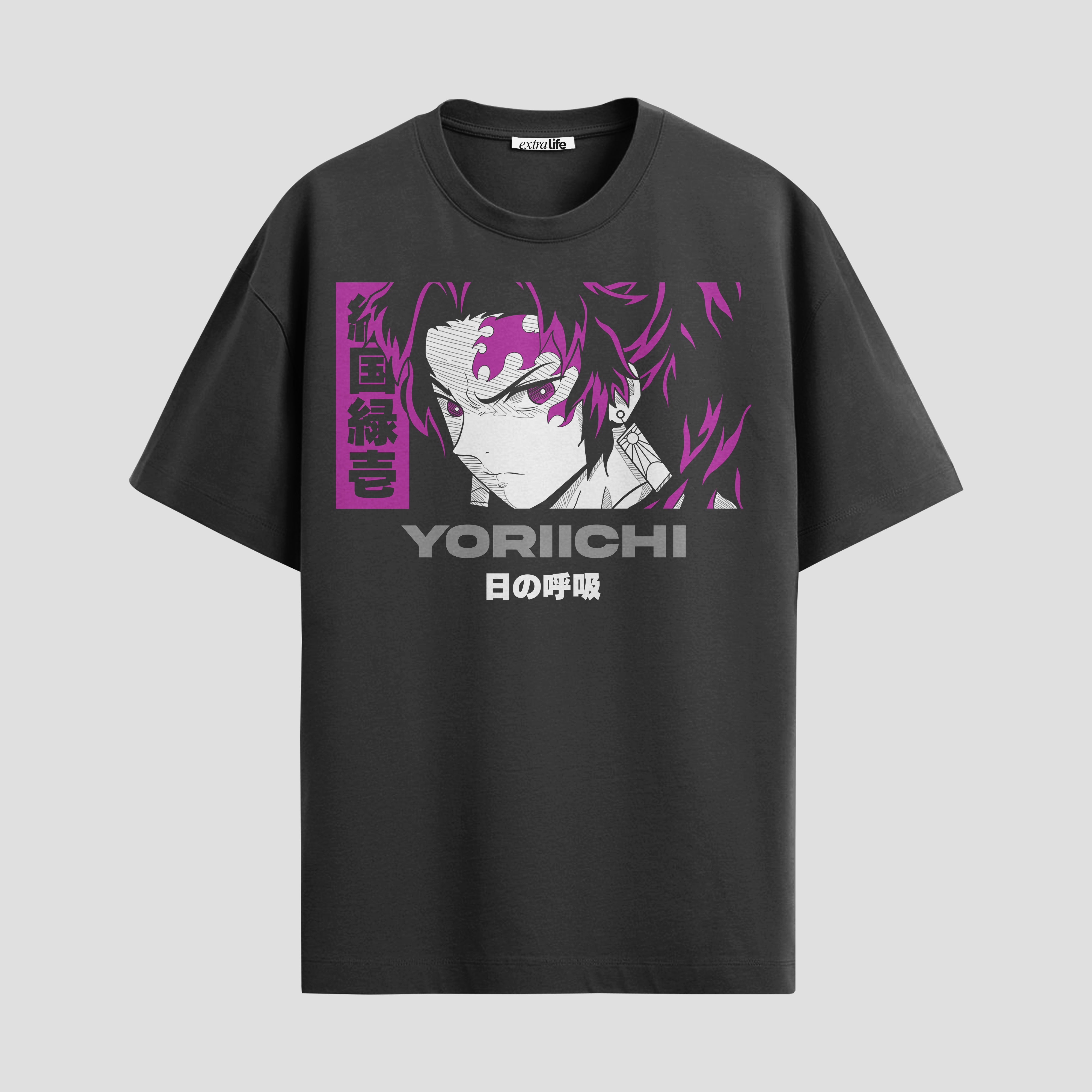 Playera urbana de anime y gaming ExtraLife MX, corte Standard Fit unisex ligero y transpirable en color Deep Black y Pure White, ropa de uso diario para gym y casual.