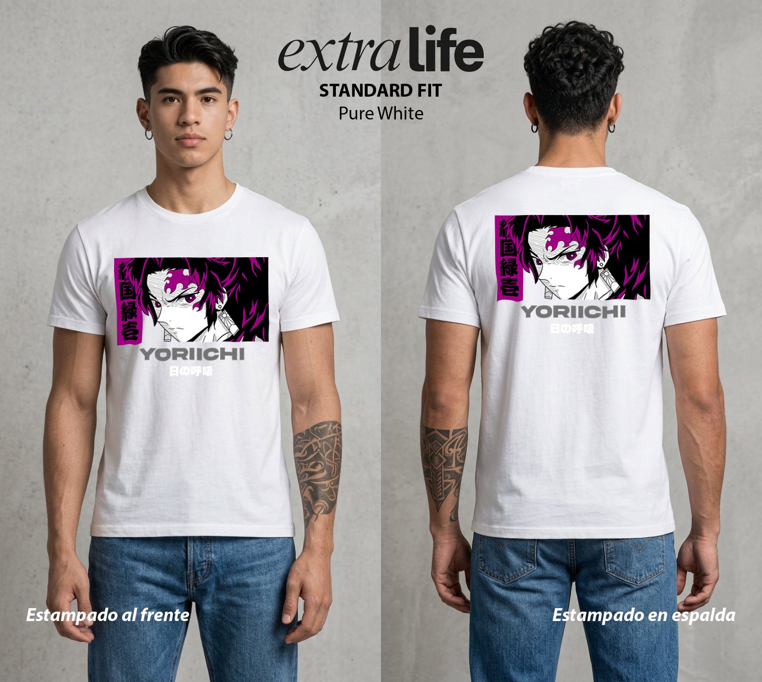 Cazadores de la Noche | El Mas Poderoso del Origen #01271 - Playera Standard Fit | Pure White - Foto en modelo