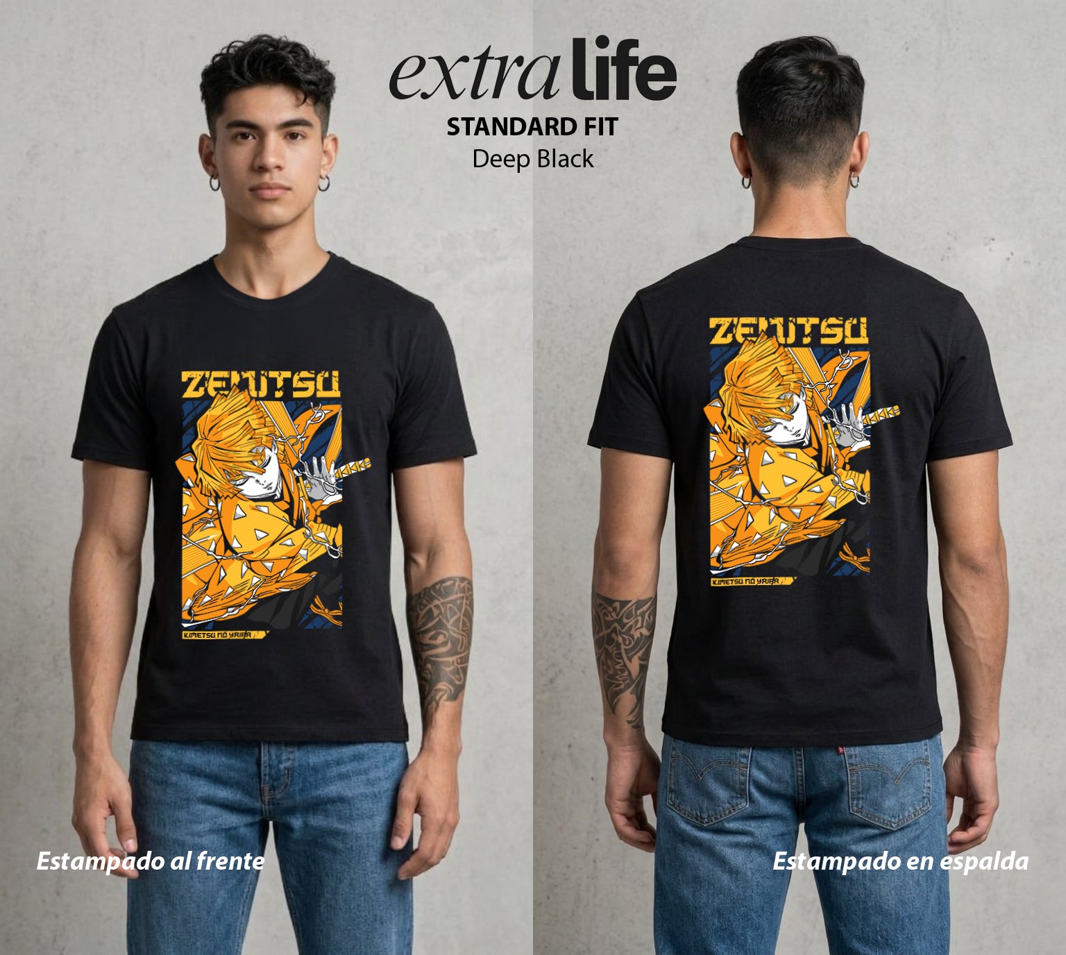 Cazadores de la Noche | El Rayo del Miedo #01272 - Playera Standard Fit | Deep Black - Foto en modelo