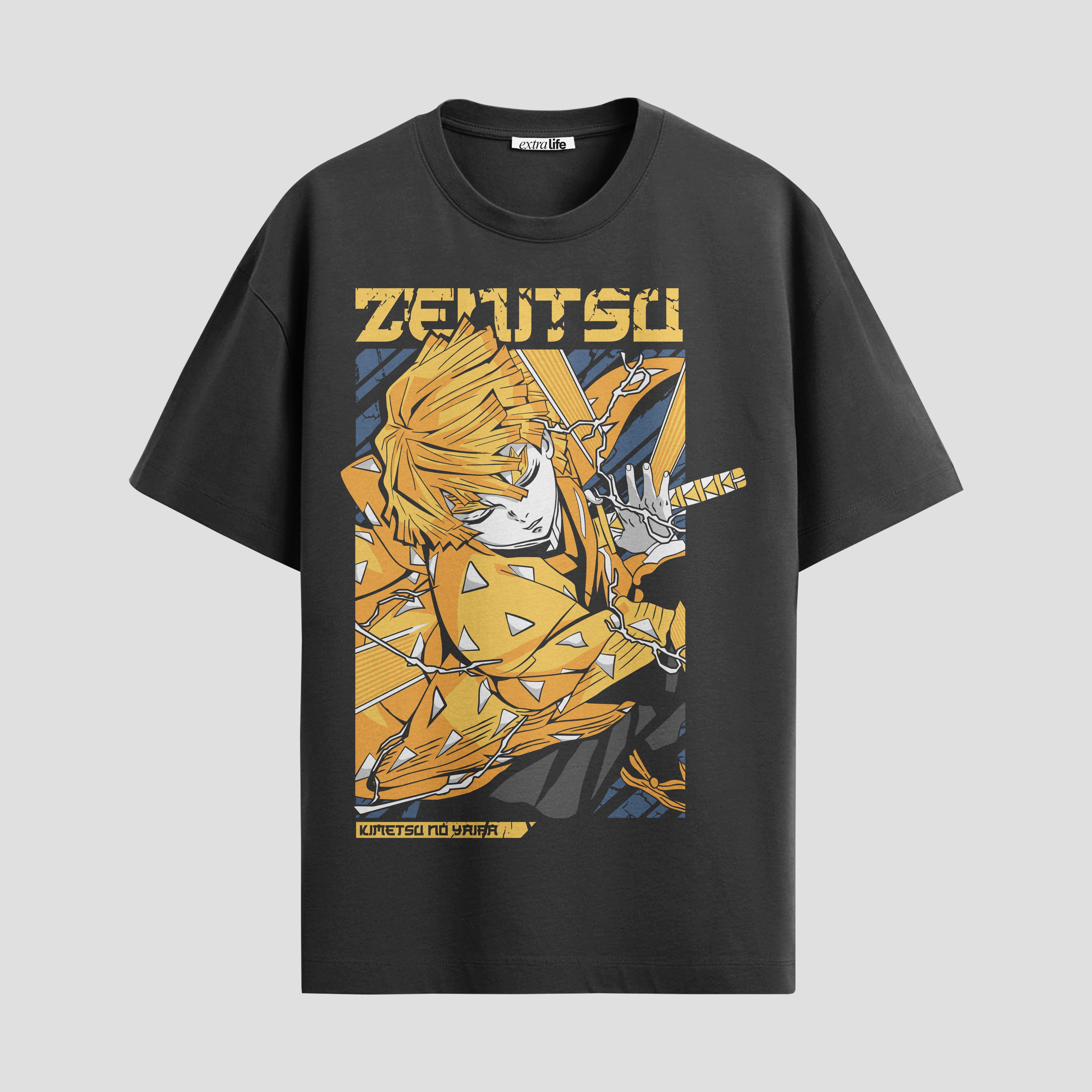 Playera urbana de anime y gaming ExtraLife MX, corte Standard Fit unisex ligero y transpirable en color Deep Black y Pure White, ropa de uso diario para gym y casual.