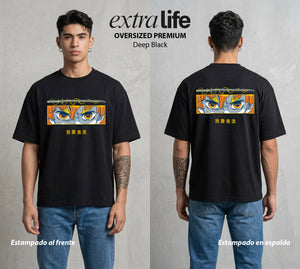 Cazadores de la Noche | Trueno Dormido #01274 - Playera Oversized Premium | Deep Black - Foto en modelo