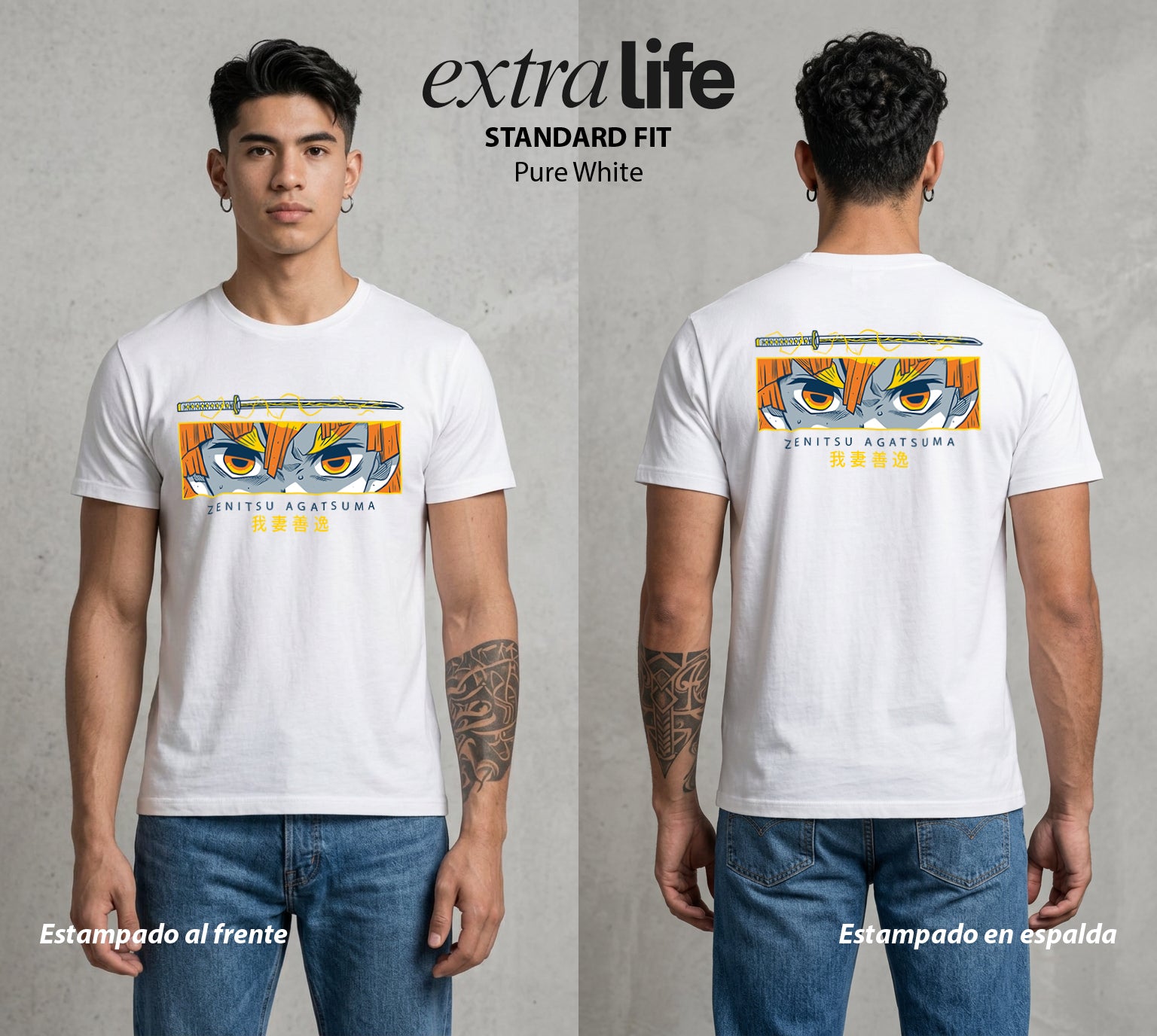 Cazadores de la Noche | Trueno Dormido #01274 - Playera Standard Fit | Pure White - Foto en modelo