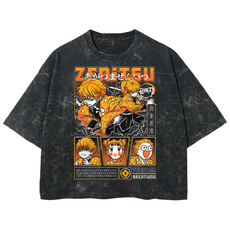 Playera streetwear premium de anime y gaming ExtraLife MX, corte boxy deluxe mineral wash heavyweight en color Acid Wash, moda urbana mexicana de culto.