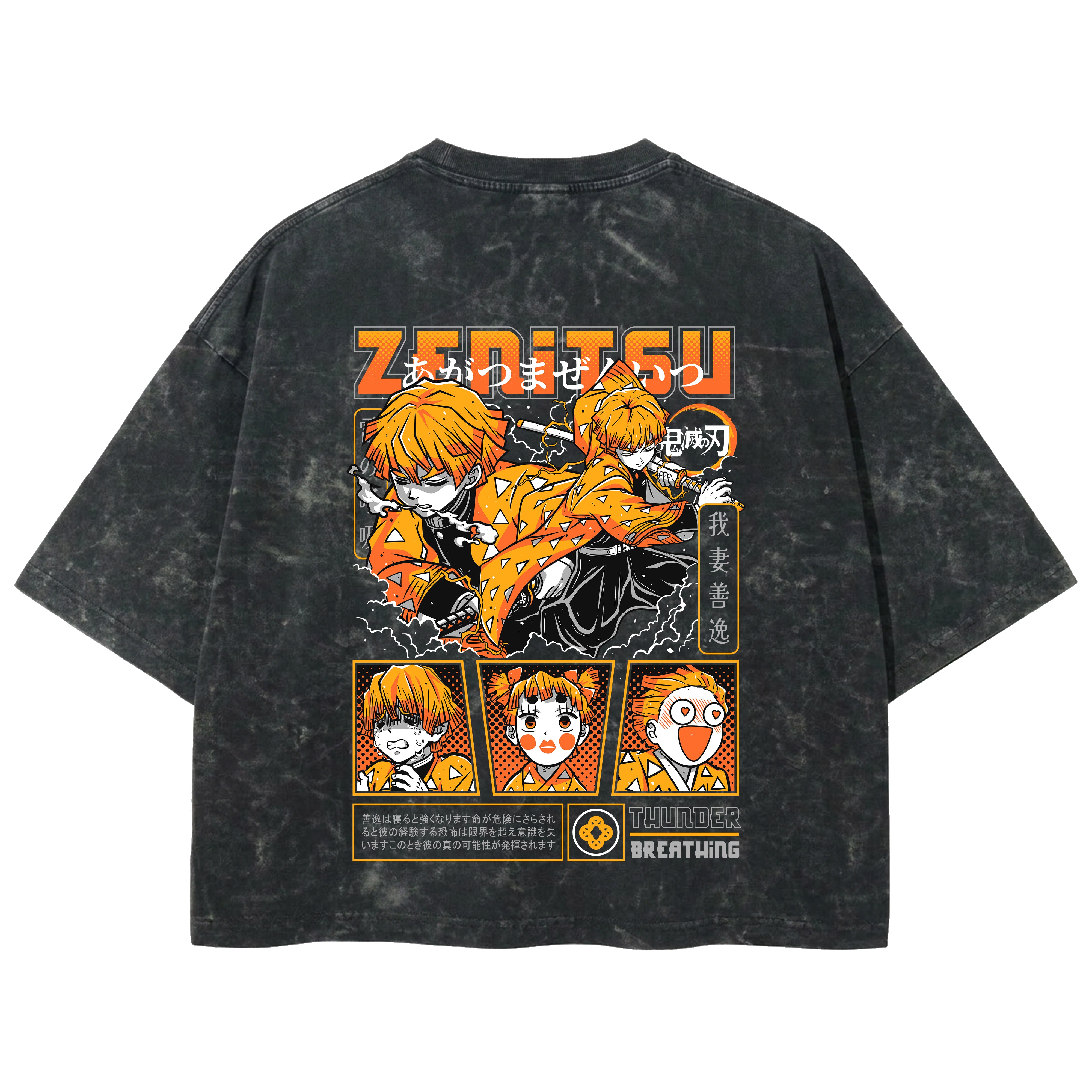 Playera streetwear premium de anime y gaming ExtraLife MX, corte boxy deluxe mineral wash heavyweight en color Acid Wash, moda urbana mexicana de culto.