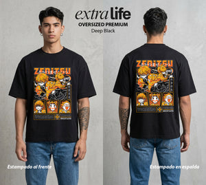 Cazadores de la Noche | Un Solo Estilo #01275 - Playera Oversized Premium | Deep Black - Foto en modelo