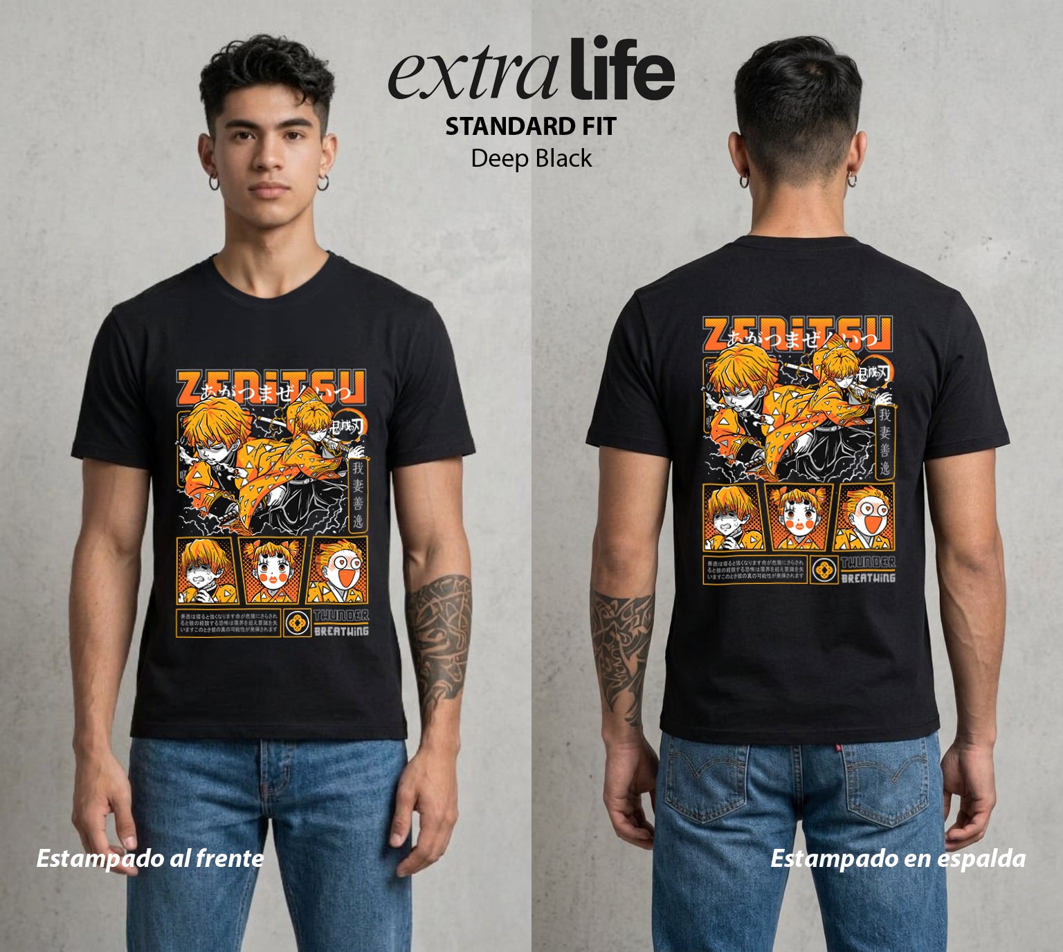 Cazadores de la Noche | Un Solo Estilo #01275 - Playera Standard Fit | Deep Black - Foto en modelo