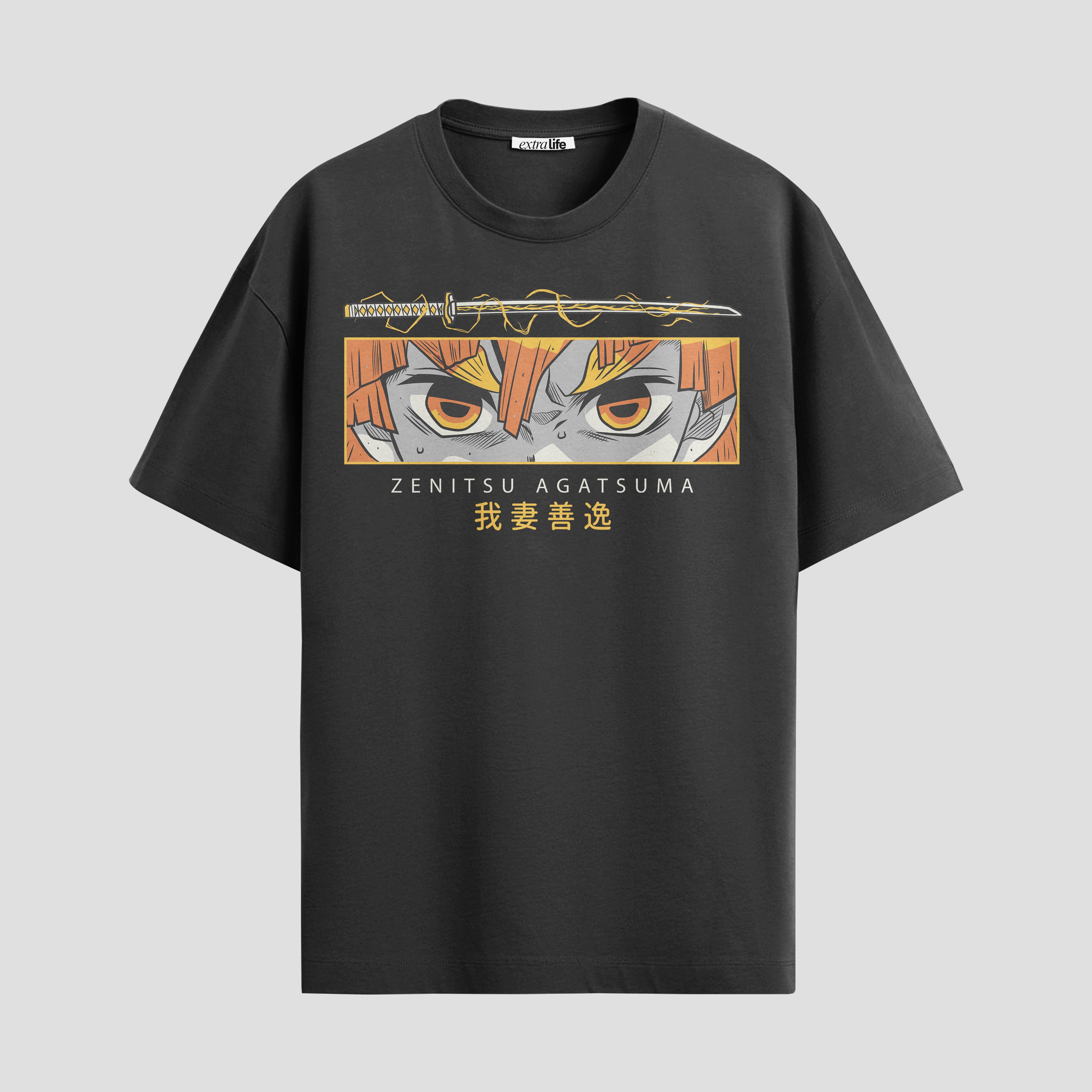 Playera urbana de anime y gaming ExtraLife MX, corte Standard Fit unisex ligero y transpirable en color Deep Black y Pure White, ropa de uso diario para gym y casual.