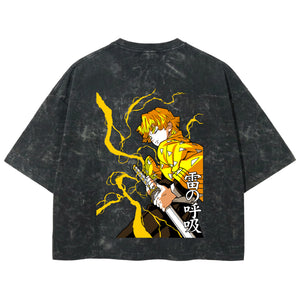 Playera streetwear premium de anime y gaming ExtraLife MX, corte boxy deluxe mineral wash heavyweight en color Acid Wash, moda urbana mexicana de culto.