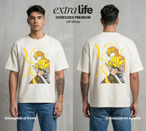 Cazadores de la Noche | El Rayo Dormilón #01277 - Playera Oversized Premium | Off White - Foto en modelo