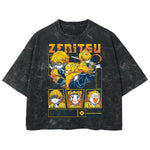 Playera streetwear premium de anime y gaming ExtraLife MX, corte boxy deluxe mineral wash heavyweight en color Acid Wash, moda urbana mexicana de culto.
