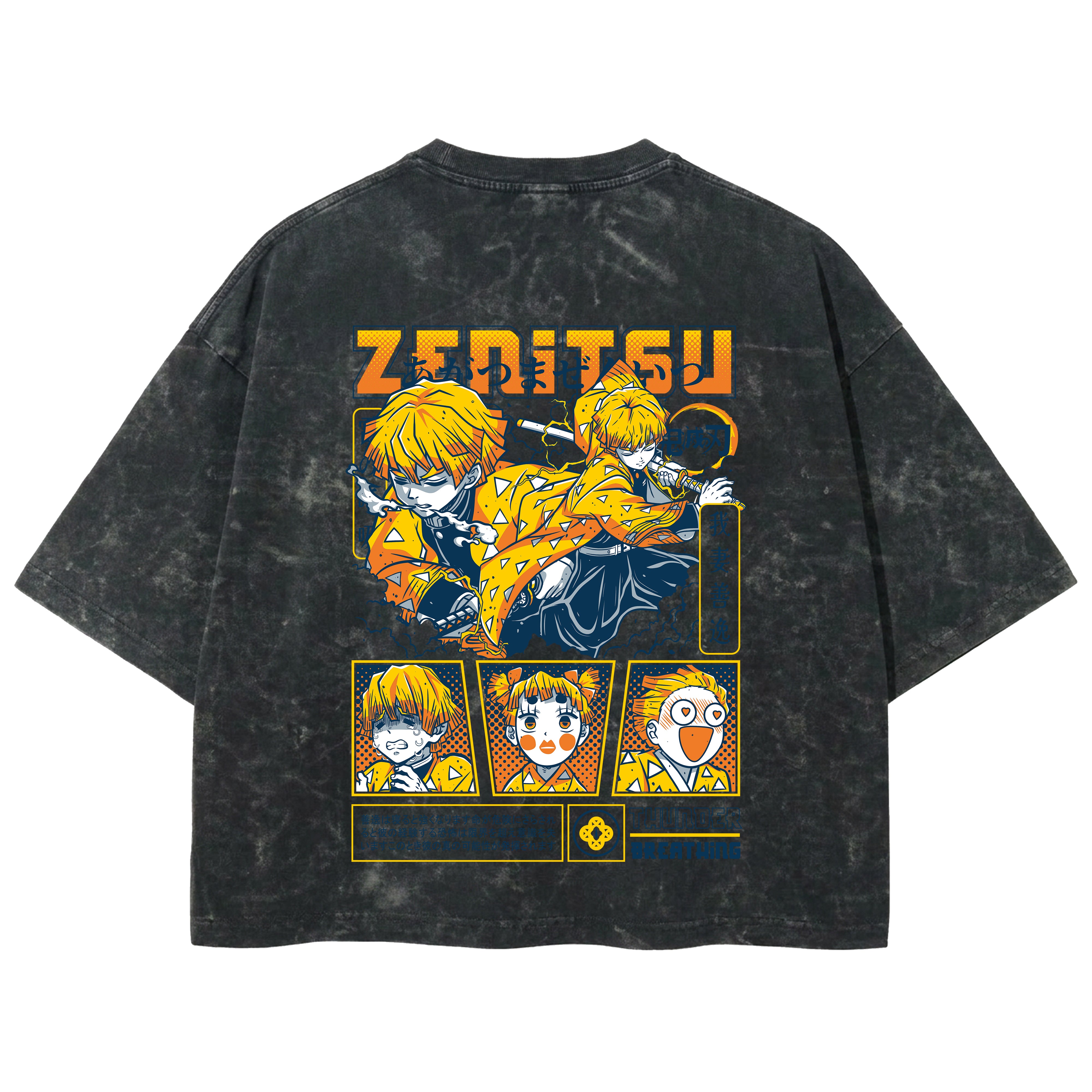 Playera streetwear premium de anime y gaming ExtraLife MX, corte boxy deluxe mineral wash heavyweight en color Acid Wash, moda urbana mexicana de culto.