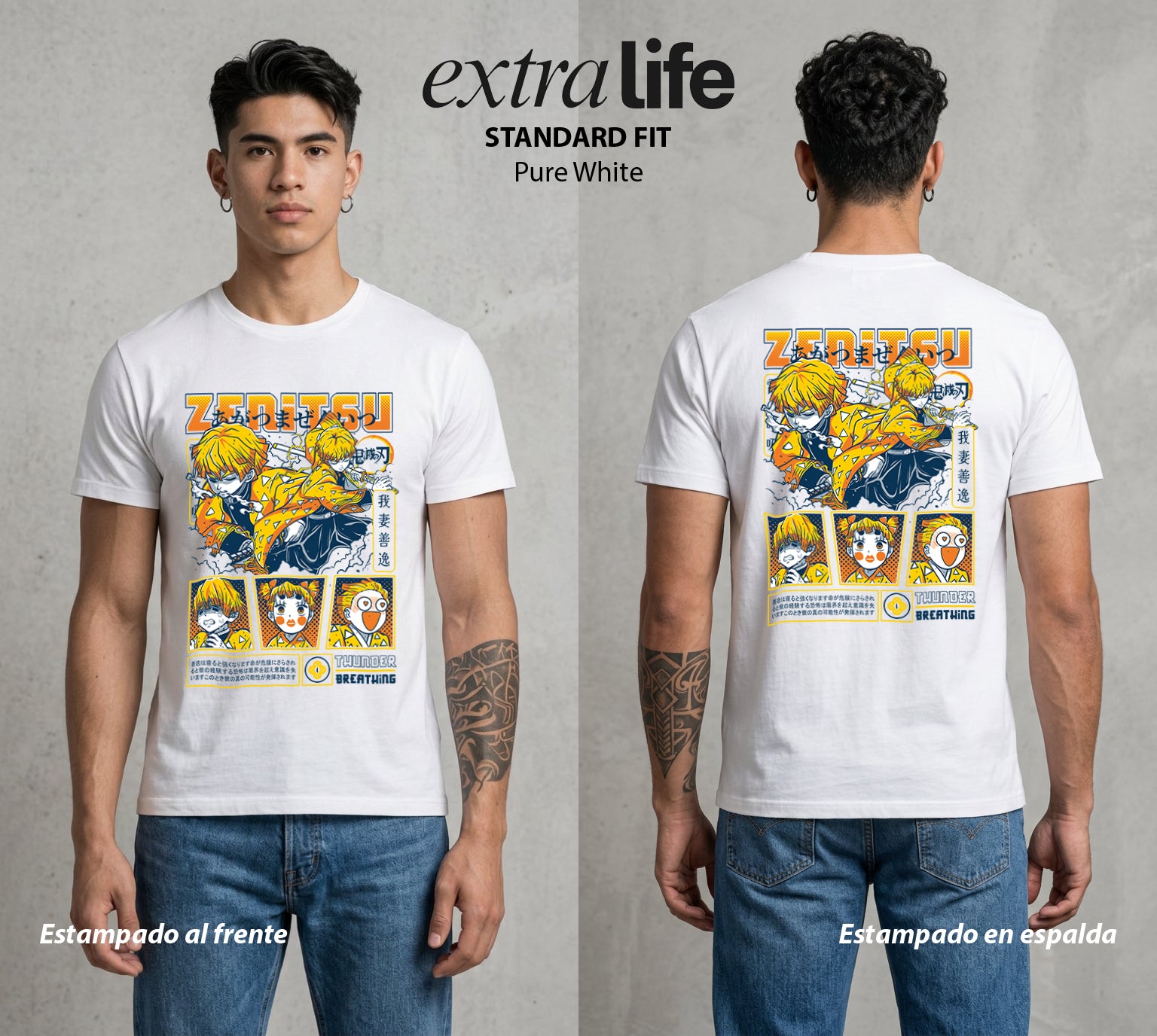 Cazadores de la Noche | El Rayo del Miedo #01278 - Playera Standard Fit | Pure White - Foto en modelo