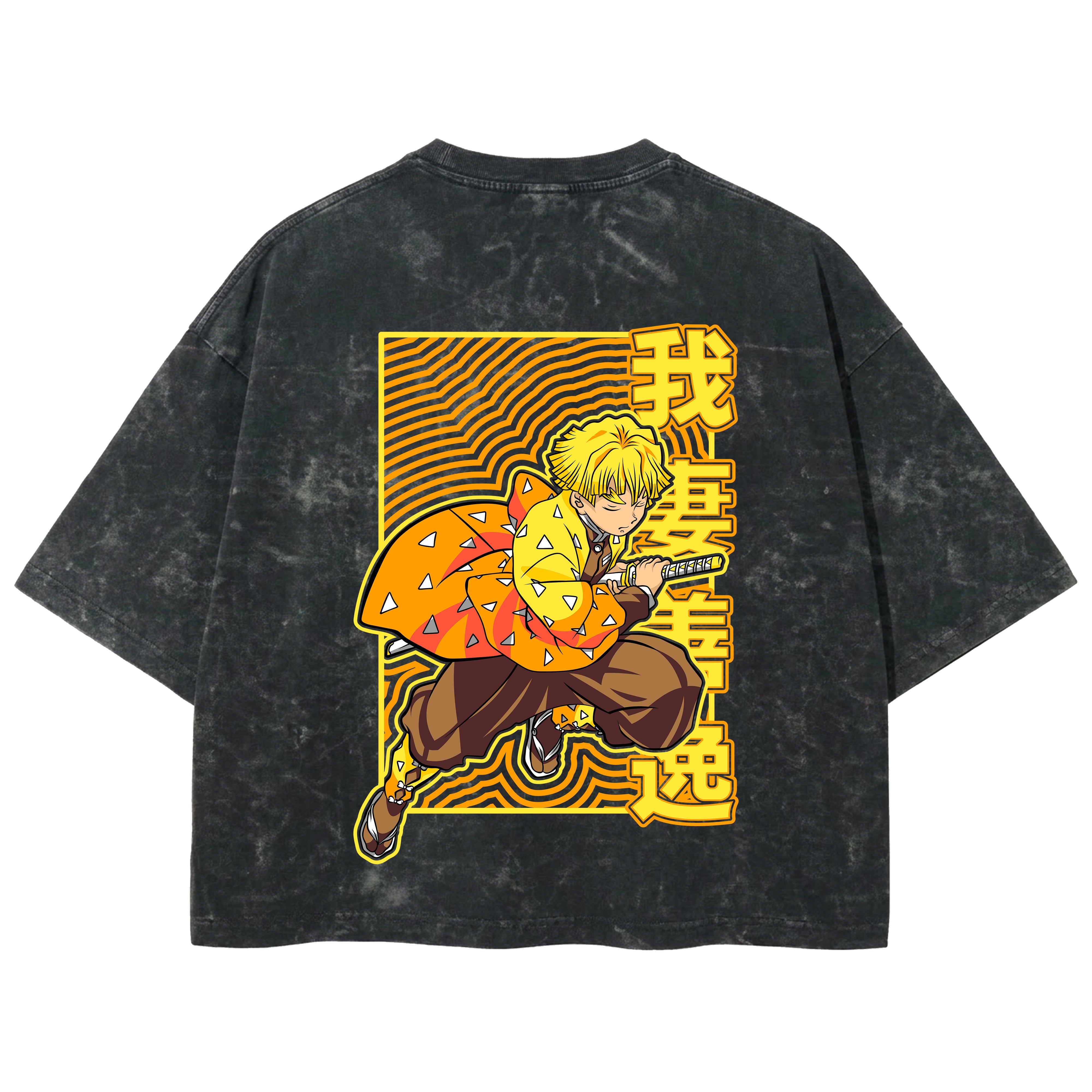 Playera streetwear premium de anime y gaming ExtraLife MX, corte boxy deluxe mineral wash heavyweight en color Acid Wash, moda urbana mexicana de culto.