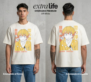 Cazadores de la Noche | Trueno Dormido #01280 - Playera Oversized Premium | Off White - Foto en modelo