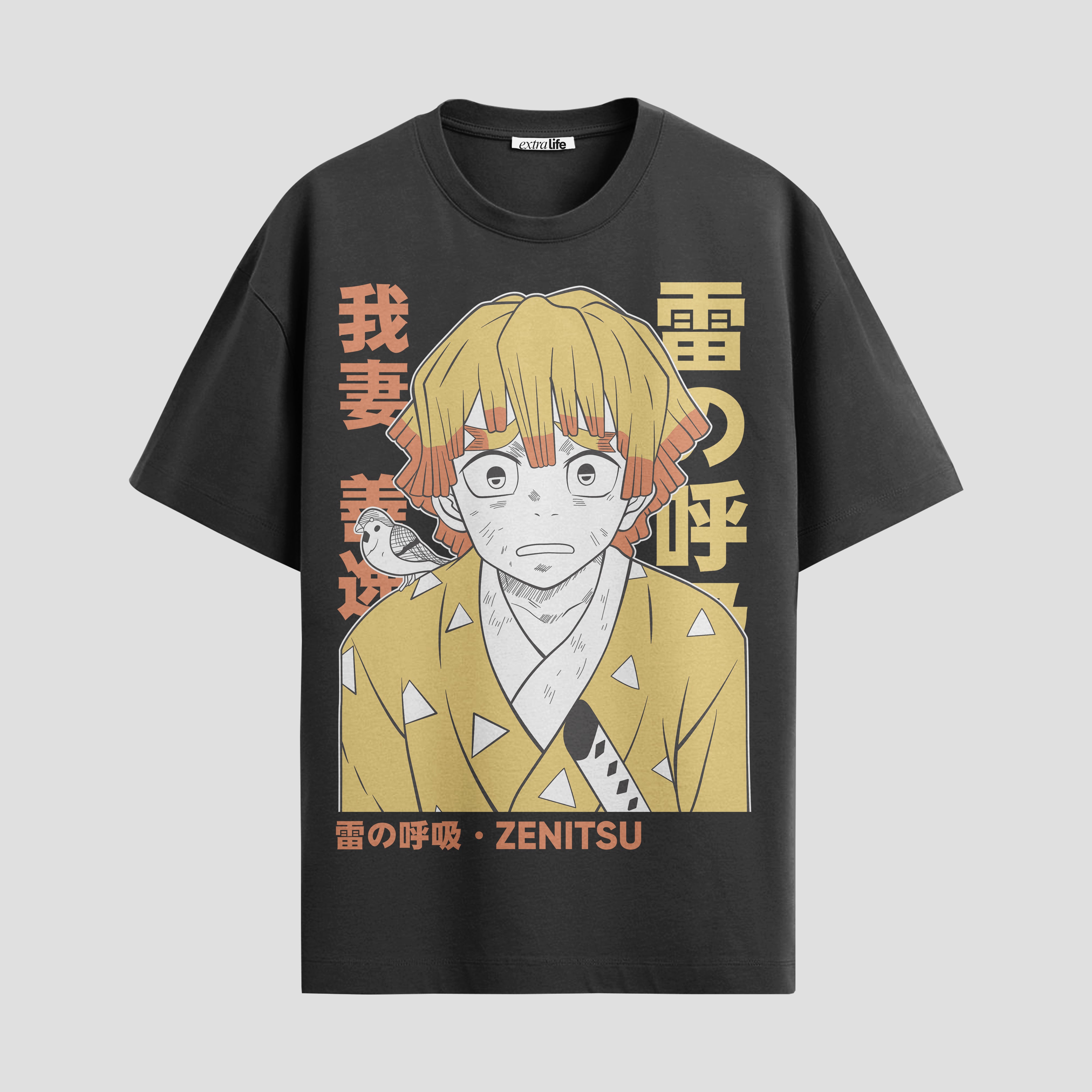 Playera urbana de anime y gaming ExtraLife MX, corte Standard Fit unisex ligero y transpirable en color Deep Black y Pure White, ropa de uso diario para gym y casual.