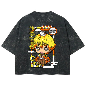Playera streetwear premium de anime y gaming ExtraLife MX, corte boxy deluxe mineral wash heavyweight en color Acid Wash, moda urbana mexicana de culto.
