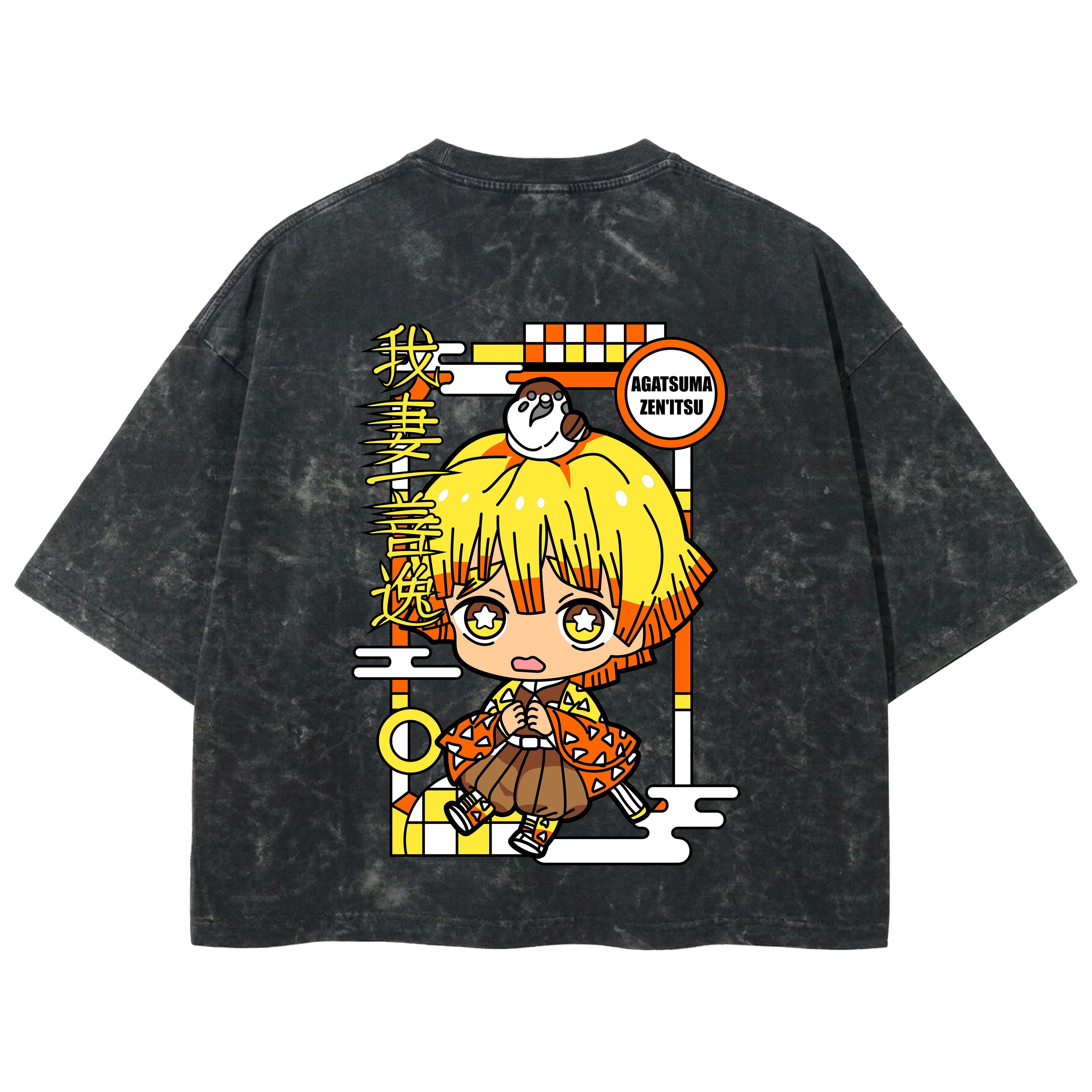 Playera streetwear premium de anime y gaming ExtraLife MX, corte boxy deluxe mineral wash heavyweight en color Acid Wash, moda urbana mexicana de culto.