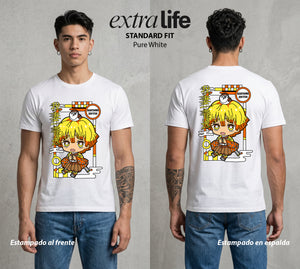 Cazadores de la Noche | El Rayo del Miedo #01281 - Playera Standard Fit | Pure White - Foto en modelo
