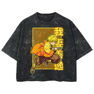 Playera streetwear premium de anime y gaming ExtraLife MX, corte boxy deluxe mineral wash heavyweight en color Acid Wash, moda urbana mexicana de culto.