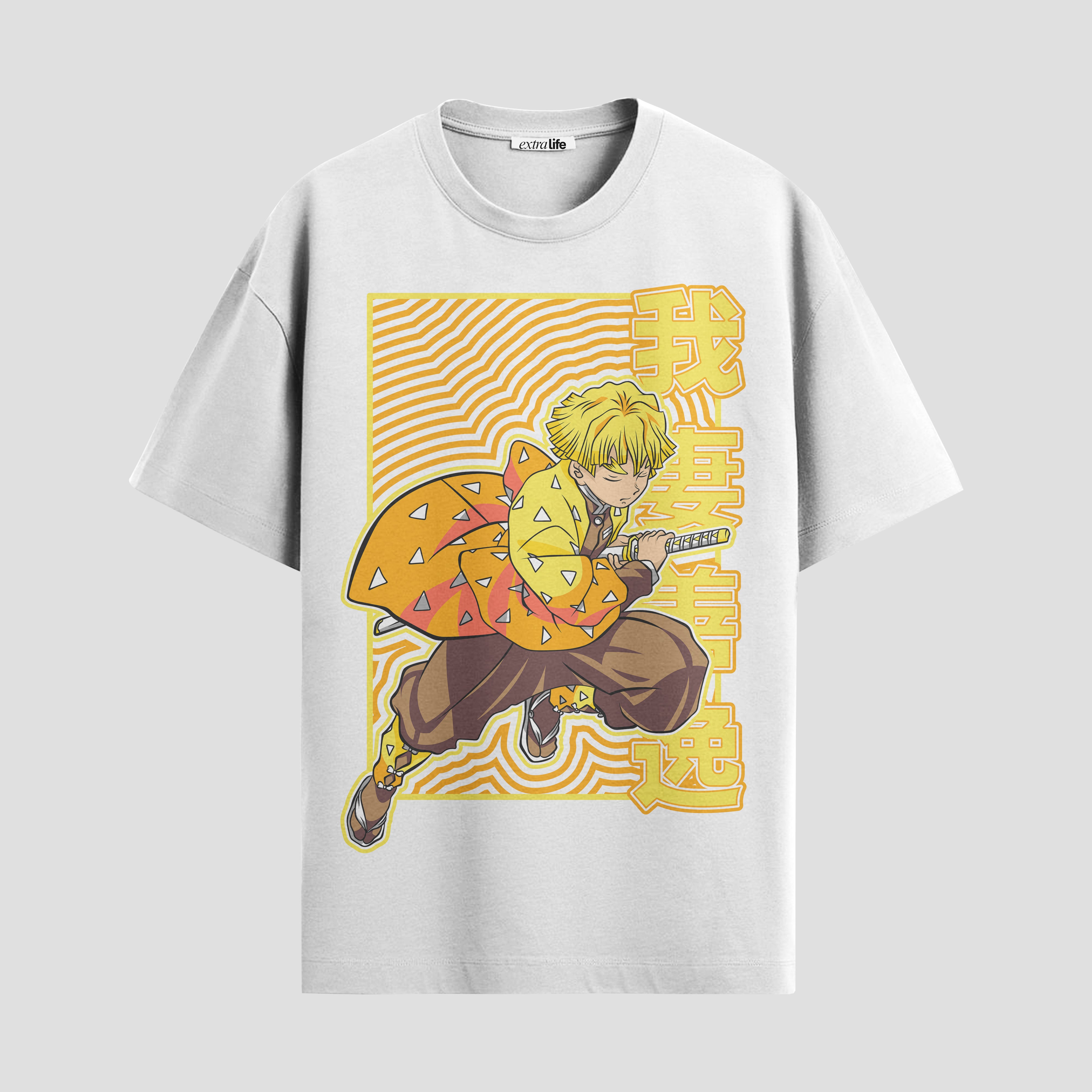 Playera urbana de anime y gaming ExtraLife MX, corte Standard Fit unisex ligero y transpirable en color Deep Black y Pure White, ropa de uso diario para gym y casual.