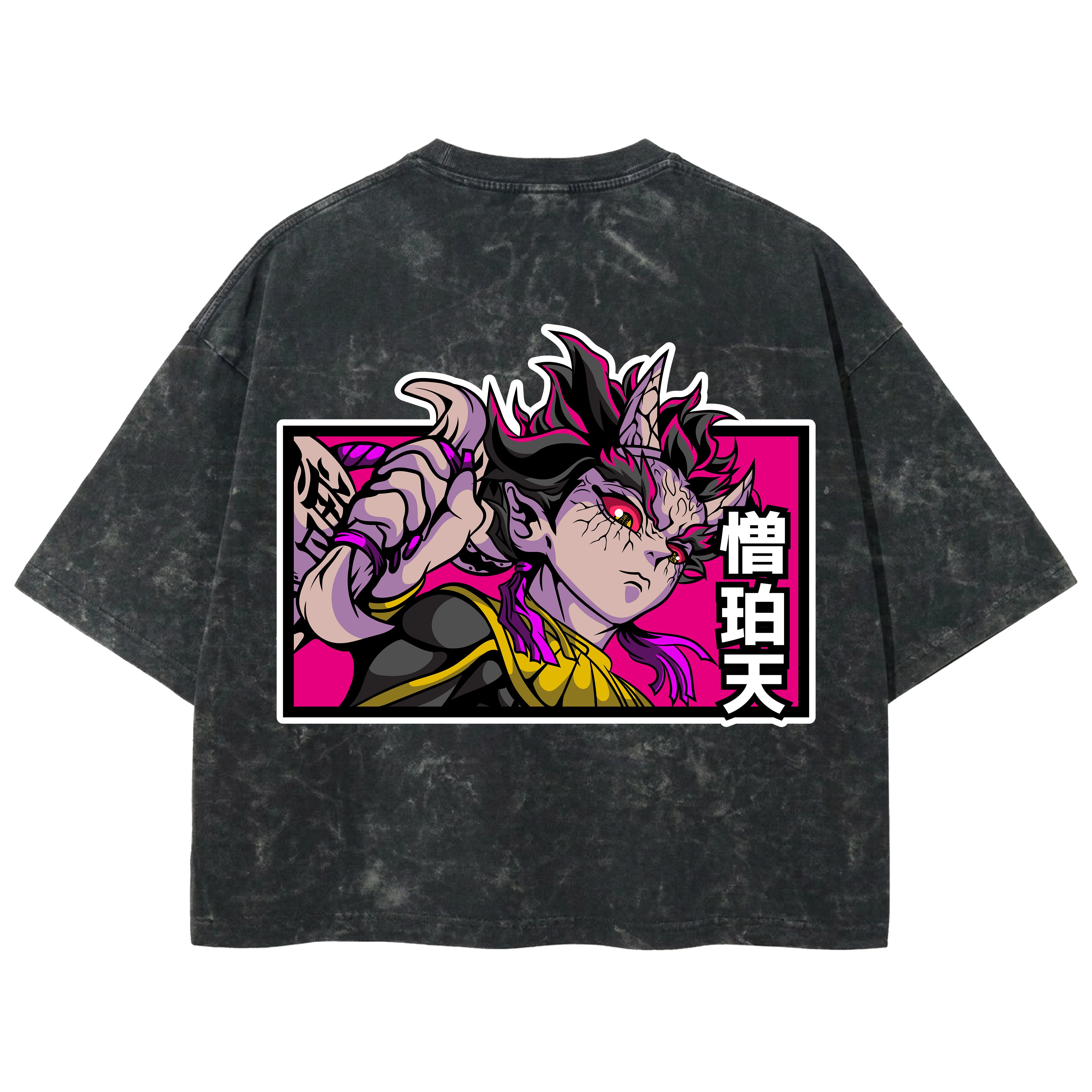 Playera streetwear premium de anime y gaming ExtraLife MX, corte boxy deluxe mineral wash heavyweight en color Acid Wash, moda urbana mexicana de culto.