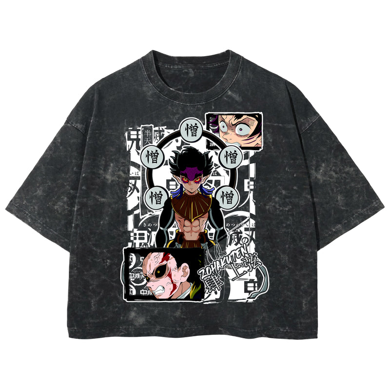 Playera streetwear premium de anime y gaming ExtraLife MX, corte boxy deluxe mineral wash heavyweight en color Acid Wash, moda urbana mexicana de culto.