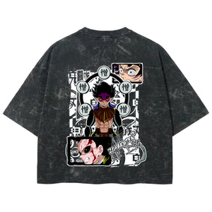 Playera streetwear premium de anime y gaming ExtraLife MX, corte boxy deluxe mineral wash heavyweight en color Acid Wash, moda urbana mexicana de culto.