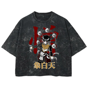 Playera streetwear premium de anime y gaming ExtraLife MX, corte boxy deluxe mineral wash heavyweight en color Acid Wash, moda urbana mexicana de culto.