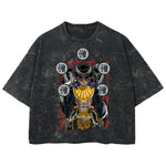 Playera streetwear premium de anime y gaming ExtraLife MX, corte boxy deluxe mineral wash heavyweight en color Acid Wash, moda urbana mexicana de culto.