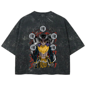 Playera streetwear premium de anime y gaming ExtraLife MX, corte boxy deluxe mineral wash heavyweight en color Acid Wash, moda urbana mexicana de culto.