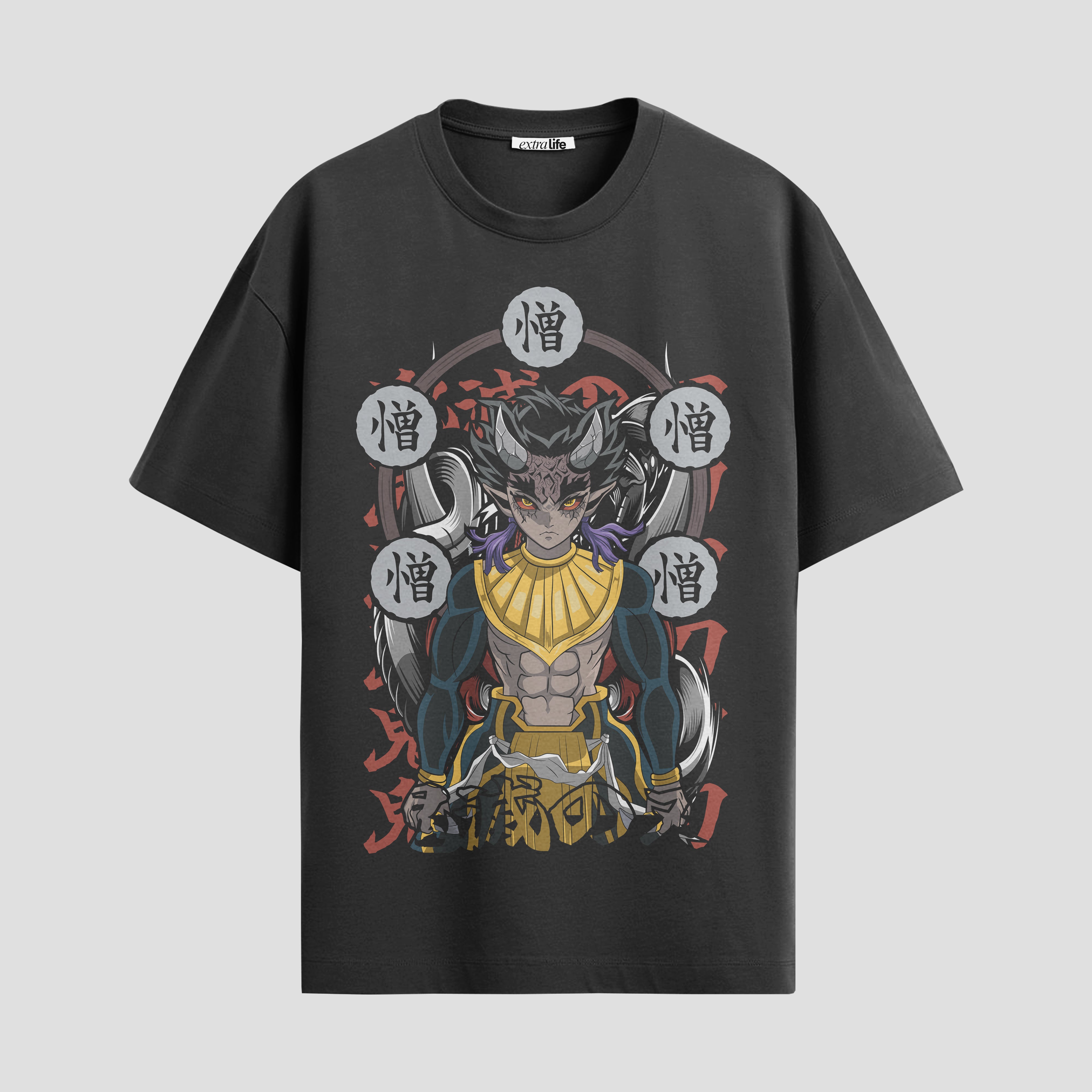 Playera urbana de anime y gaming ExtraLife MX, corte Standard Fit unisex ligero y transpirable en color Deep Black y Pure White, ropa de uso diario para gym y casual.