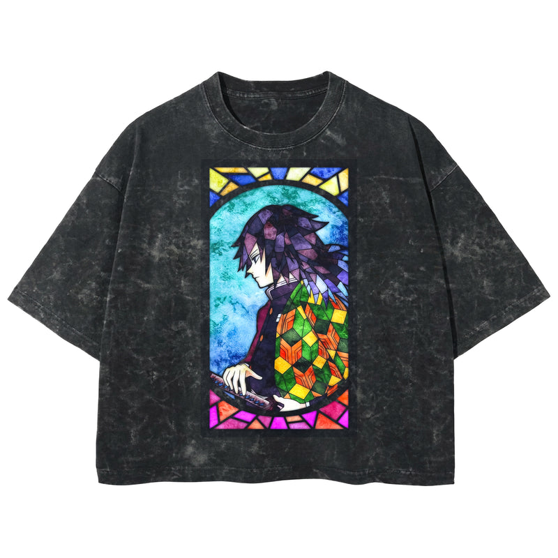 Playera streetwear premium de anime y gaming ExtraLife MX, corte boxy deluxe mineral wash heavyweight en color Acid Wash, moda urbana mexicana de culto.