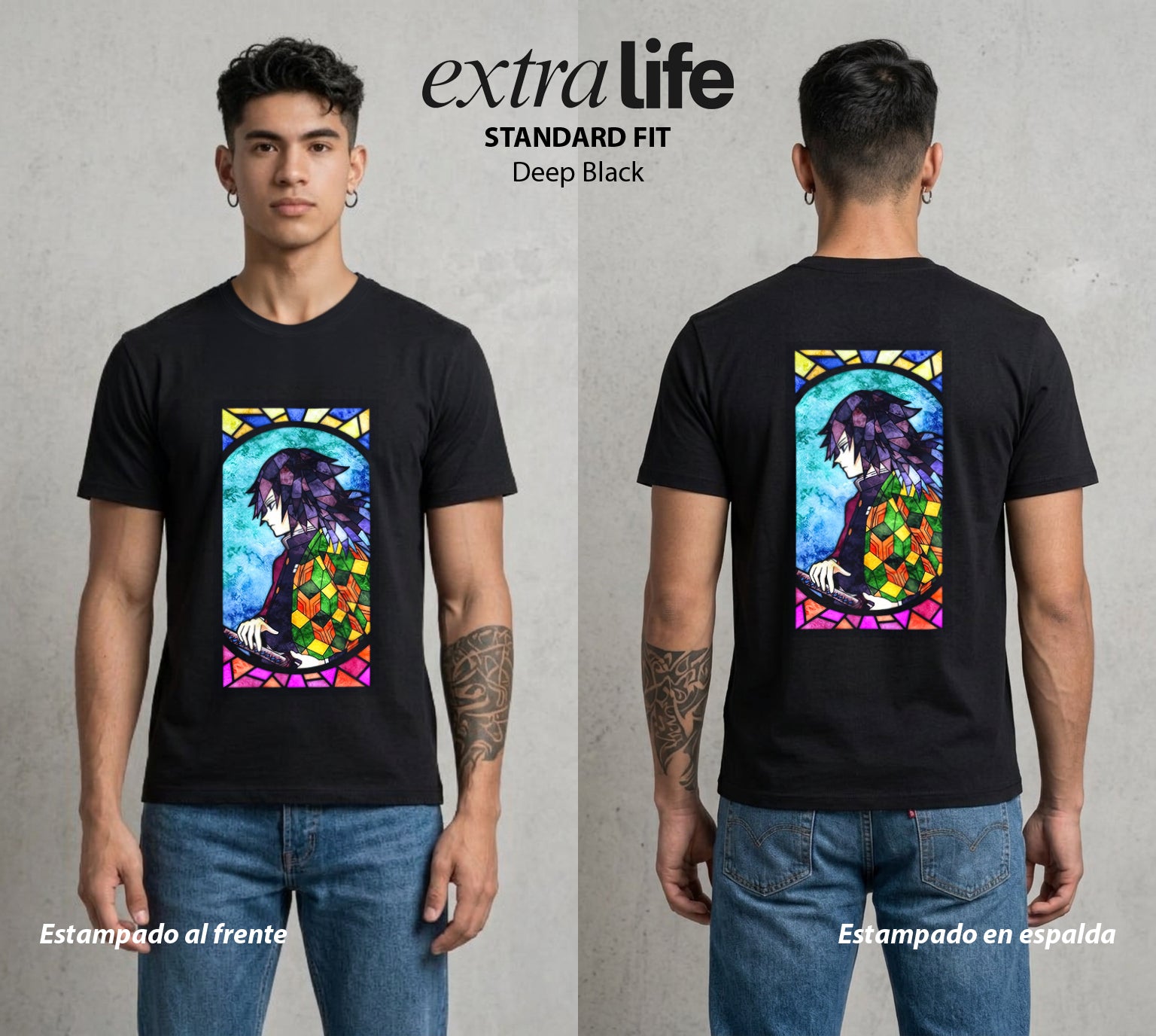 Cazadores de la Noche | Demon Slayer #01291 - Playera Standard Fit | Deep Black - Foto en modelo