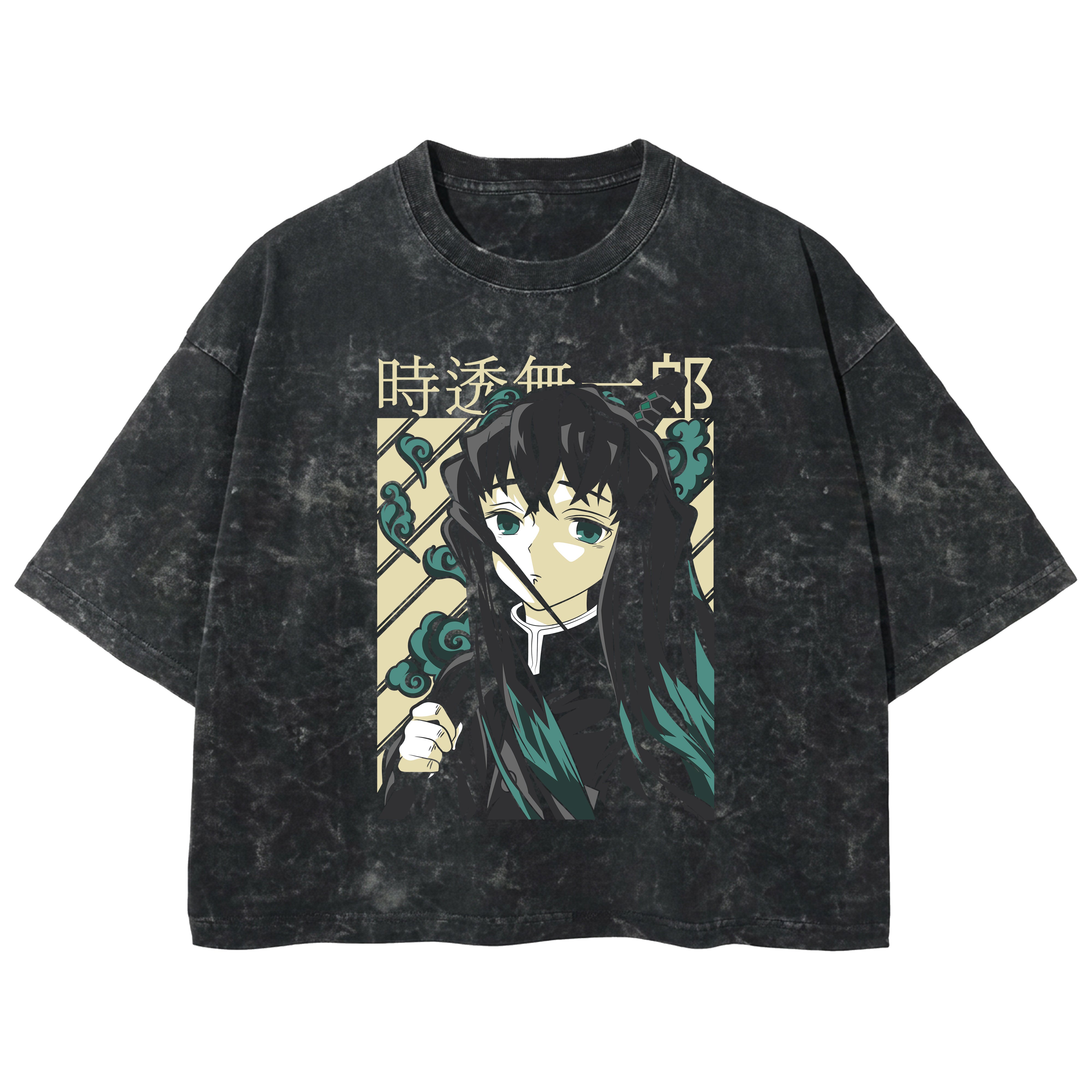 Playera streetwear premium de anime y gaming ExtraLife MX, corte boxy deluxe mineral wash heavyweight en color Acid Wash, moda urbana mexicana de culto.