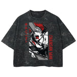 Playera streetwear premium de anime y gaming ExtraLife MX, corte boxy deluxe mineral wash heavyweight en color Acid Wash, moda urbana mexicana de culto.