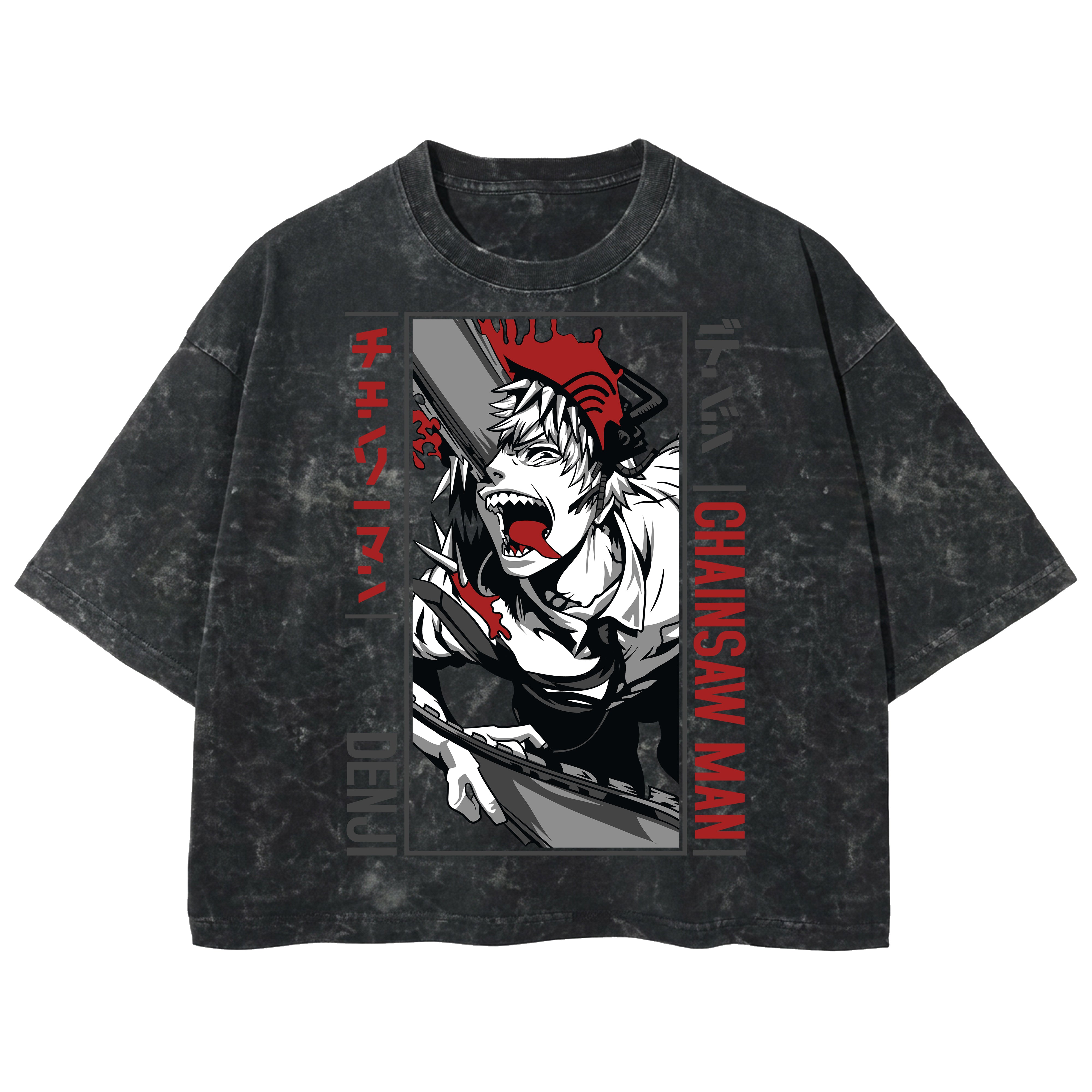 Playera streetwear premium de anime y gaming ExtraLife MX, corte boxy deluxe mineral wash heavyweight en color Acid Wash, moda urbana mexicana de culto.
