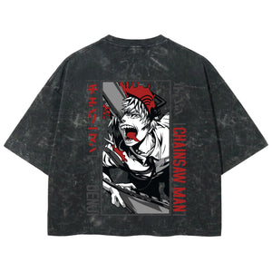 Playera streetwear premium de anime y gaming ExtraLife MX, corte boxy deluxe mineral wash heavyweight en color Acid Wash, moda urbana mexicana de culto.