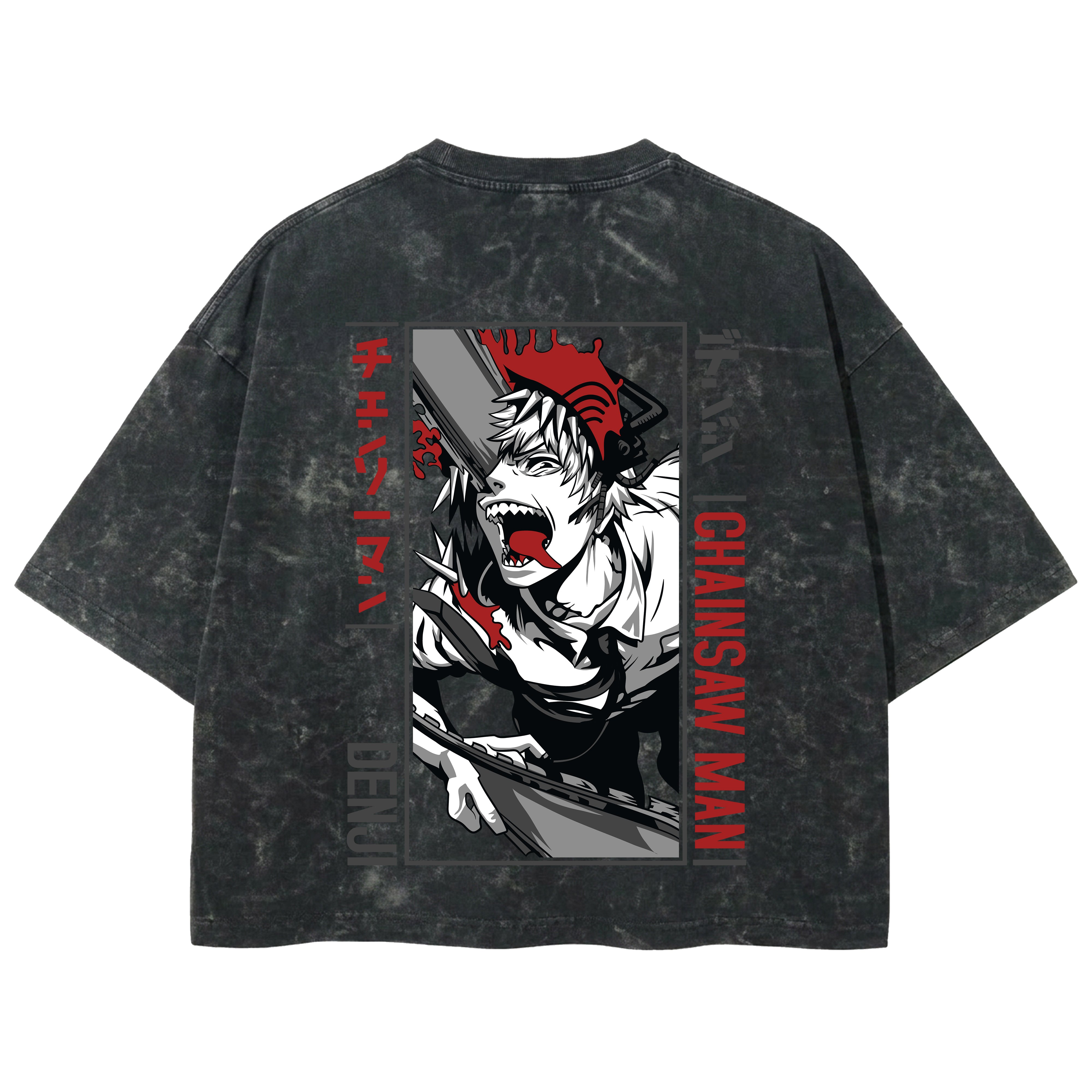 Playera streetwear premium de anime y gaming ExtraLife MX, corte boxy deluxe mineral wash heavyweight en color Acid Wash, moda urbana mexicana de culto.