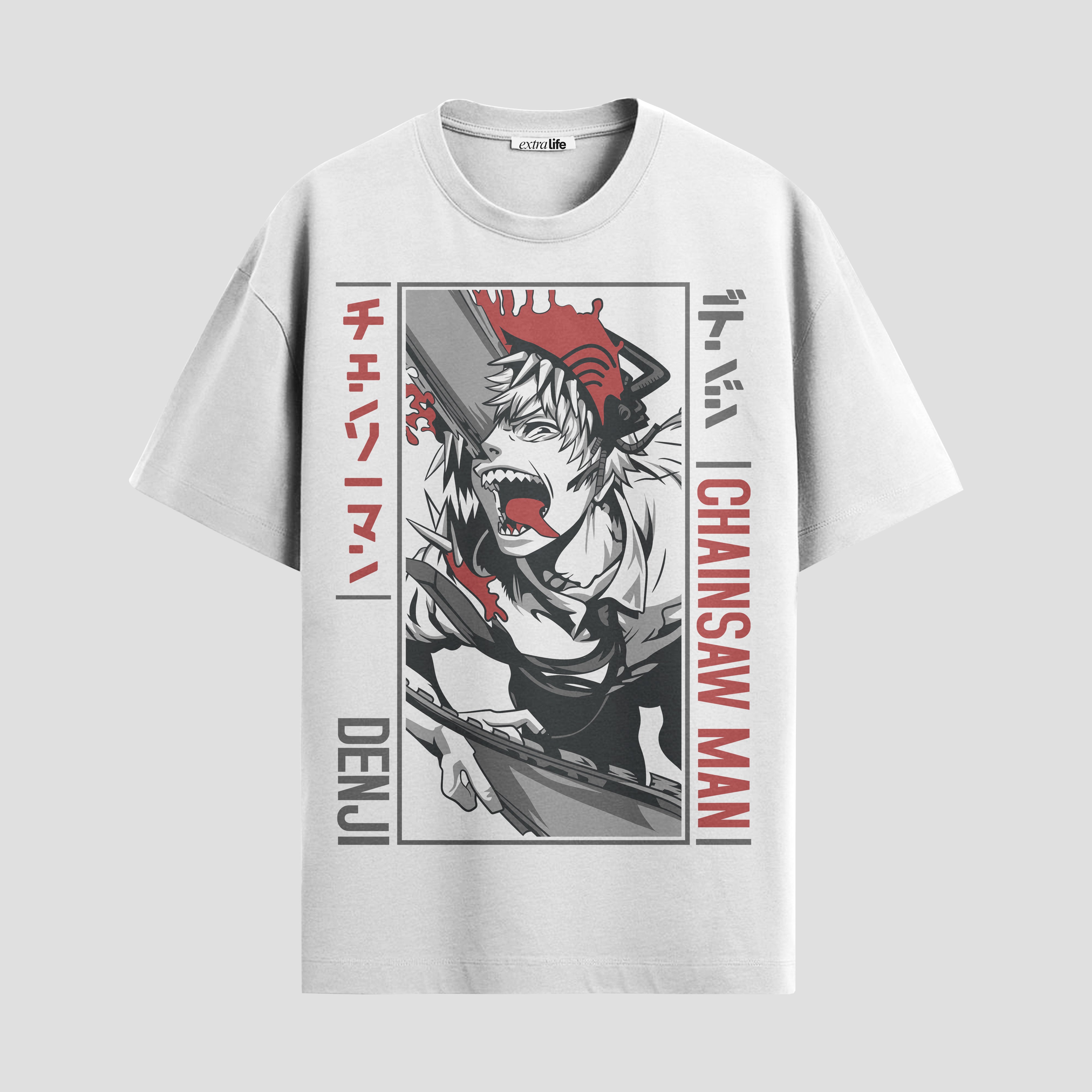 Playera urbana de anime y gaming ExtraLife MX, corte Standard Fit unisex ligero y transpirable en color Deep Black y Pure White, ropa de uso diario para gym y casual.