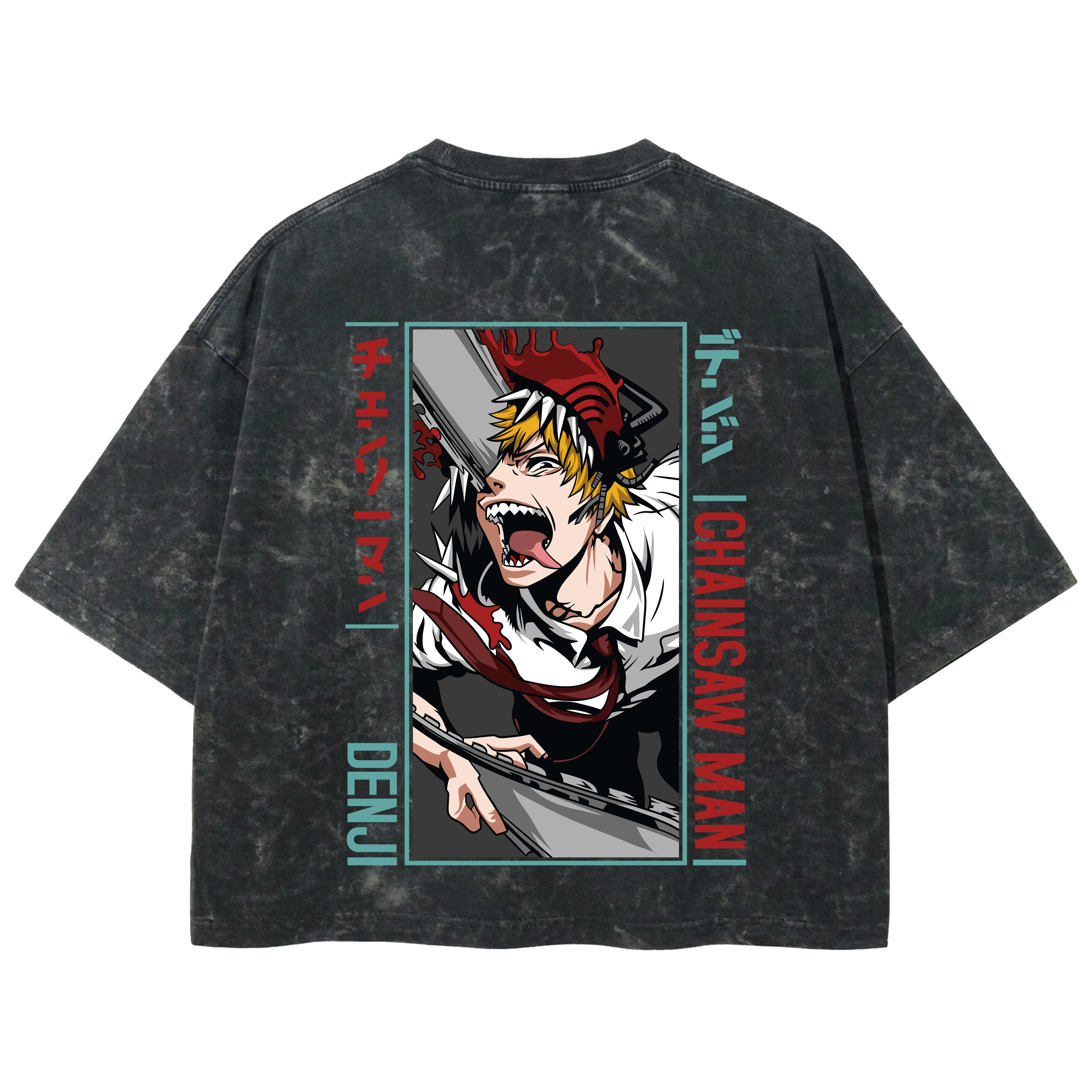 Playera streetwear premium de anime y gaming ExtraLife MX, corte boxy deluxe mineral wash heavyweight en color Acid Wash, moda urbana mexicana de culto.