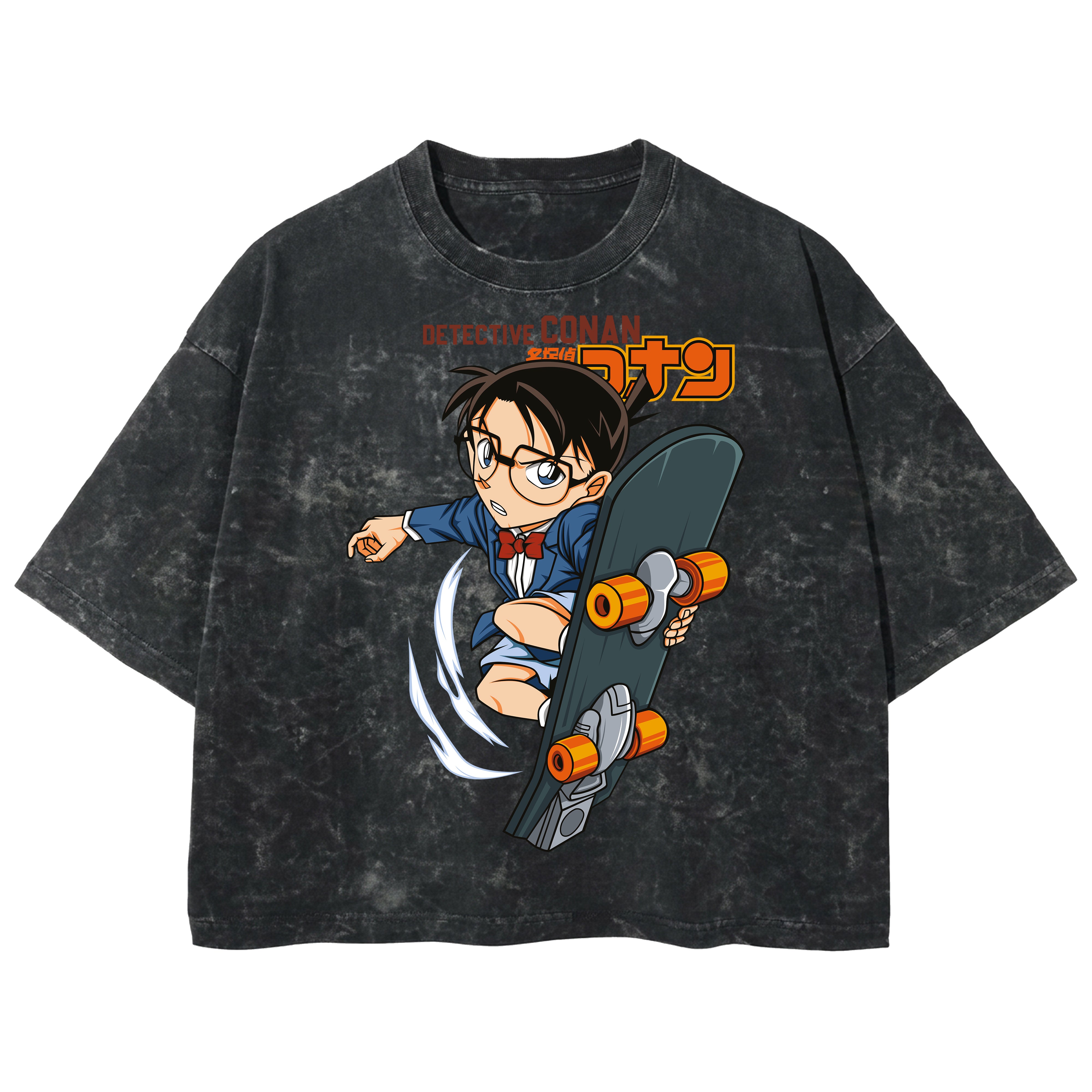 Playera streetwear premium de anime y gaming ExtraLife MX, corte boxy deluxe mineral wash heavyweight en color Acid Wash, moda urbana mexicana de culto.