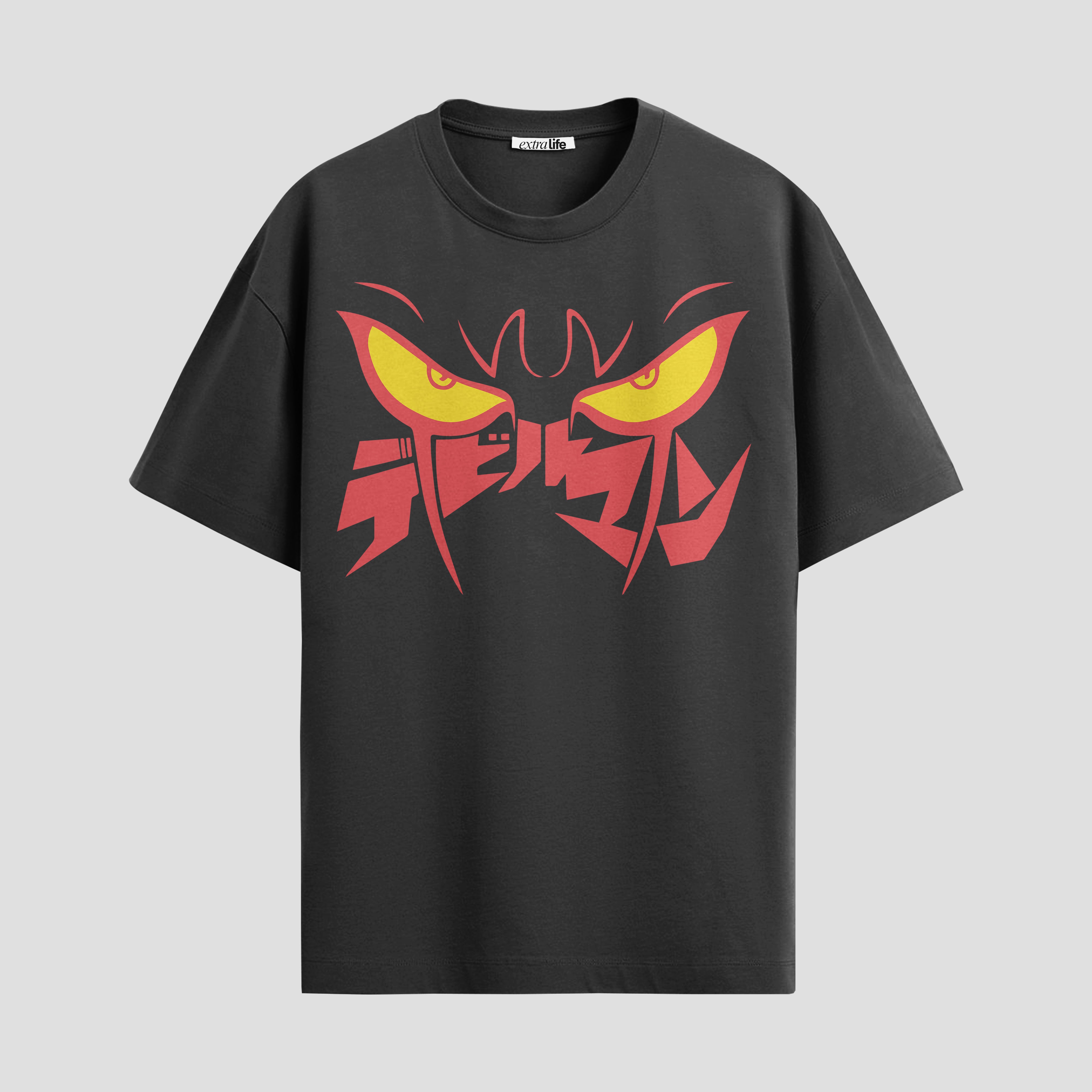 Playera urbana de anime y gaming ExtraLife MX, corte Standard Fit unisex ligero y transpirable en color Deep Black y Pure White, ropa de uso diario para gym y casual.