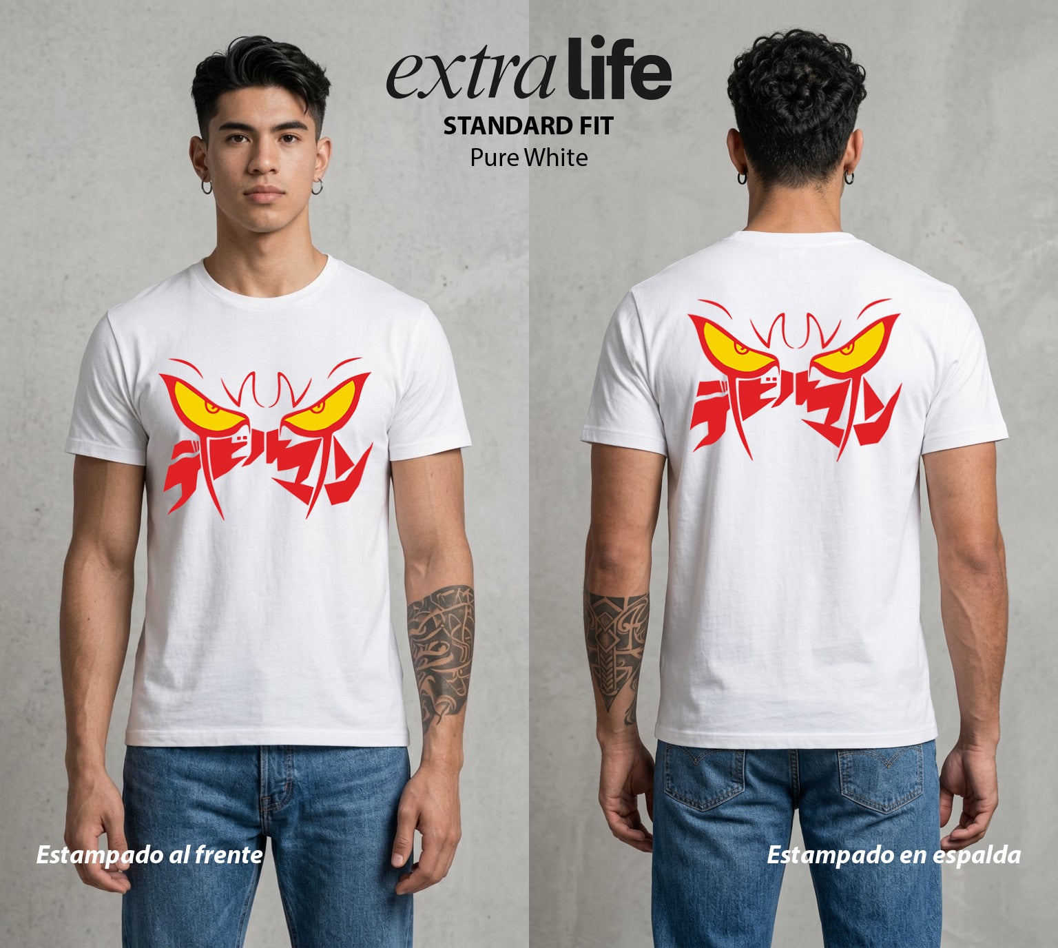 El Demonio Sensible | Los Ojos del Demonio #01296 - Playera Standard Fit | Pure White - Foto en modelo