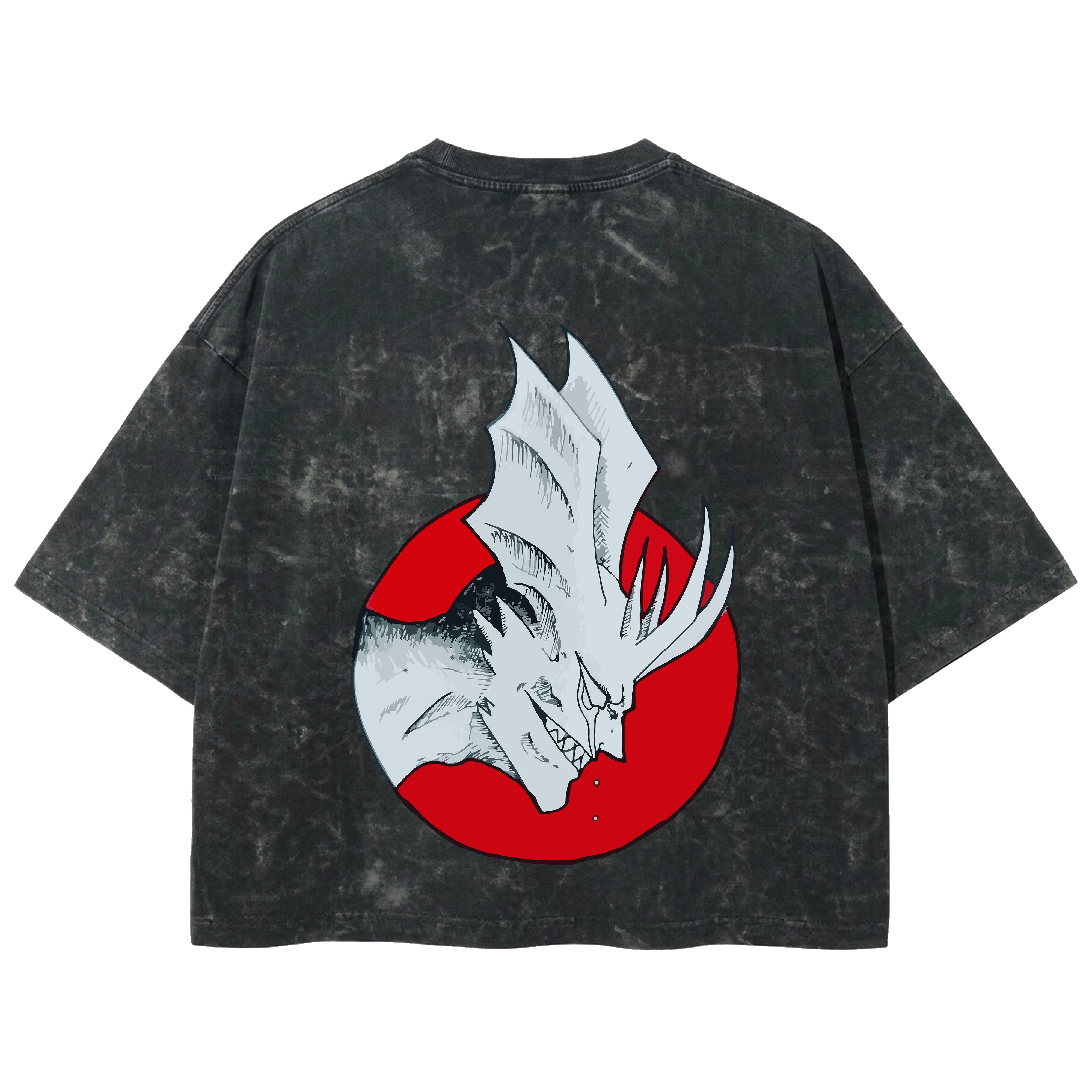Playera streetwear premium de anime y gaming ExtraLife MX, corte boxy deluxe mineral wash heavyweight en color Acid Wash, moda urbana mexicana de culto.