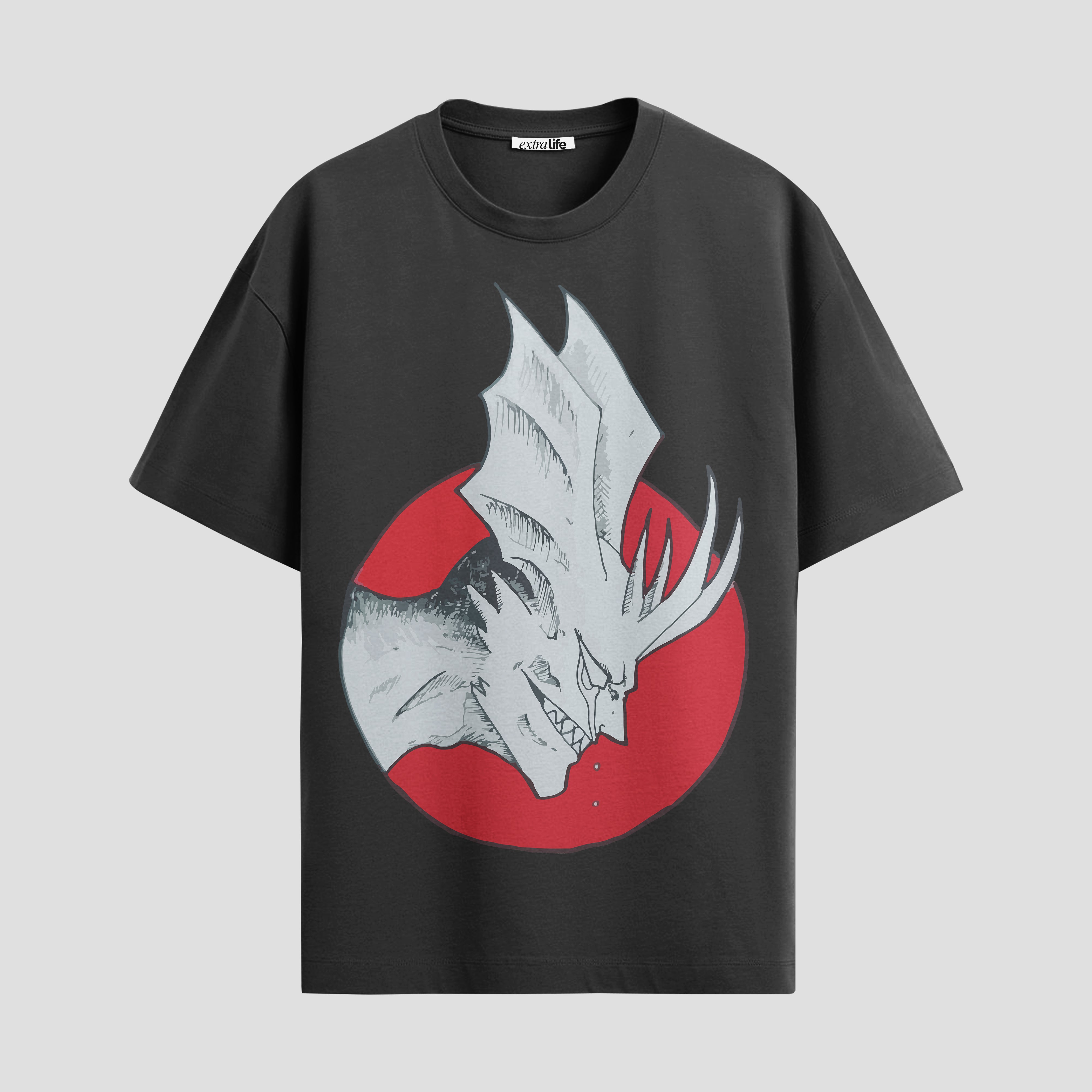 Playera urbana de anime y gaming ExtraLife MX, corte Standard Fit unisex ligero y transpirable en color Deep Black y Pure White, ropa de uso diario para gym y casual.