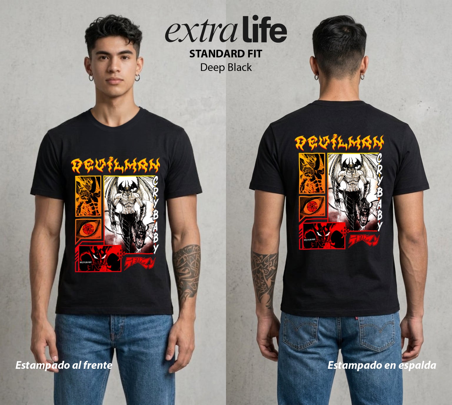 El Demonio Sensible | El Demonio con Corazon #01298 - Playera Standard Fit | Deep Black - Foto en modelo