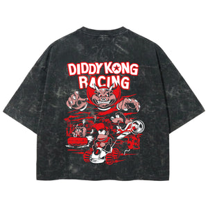 Playera streetwear premium de anime y gaming ExtraLife MX, corte boxy deluxe mineral wash heavyweight en color Acid Wash, moda urbana mexicana de culto.