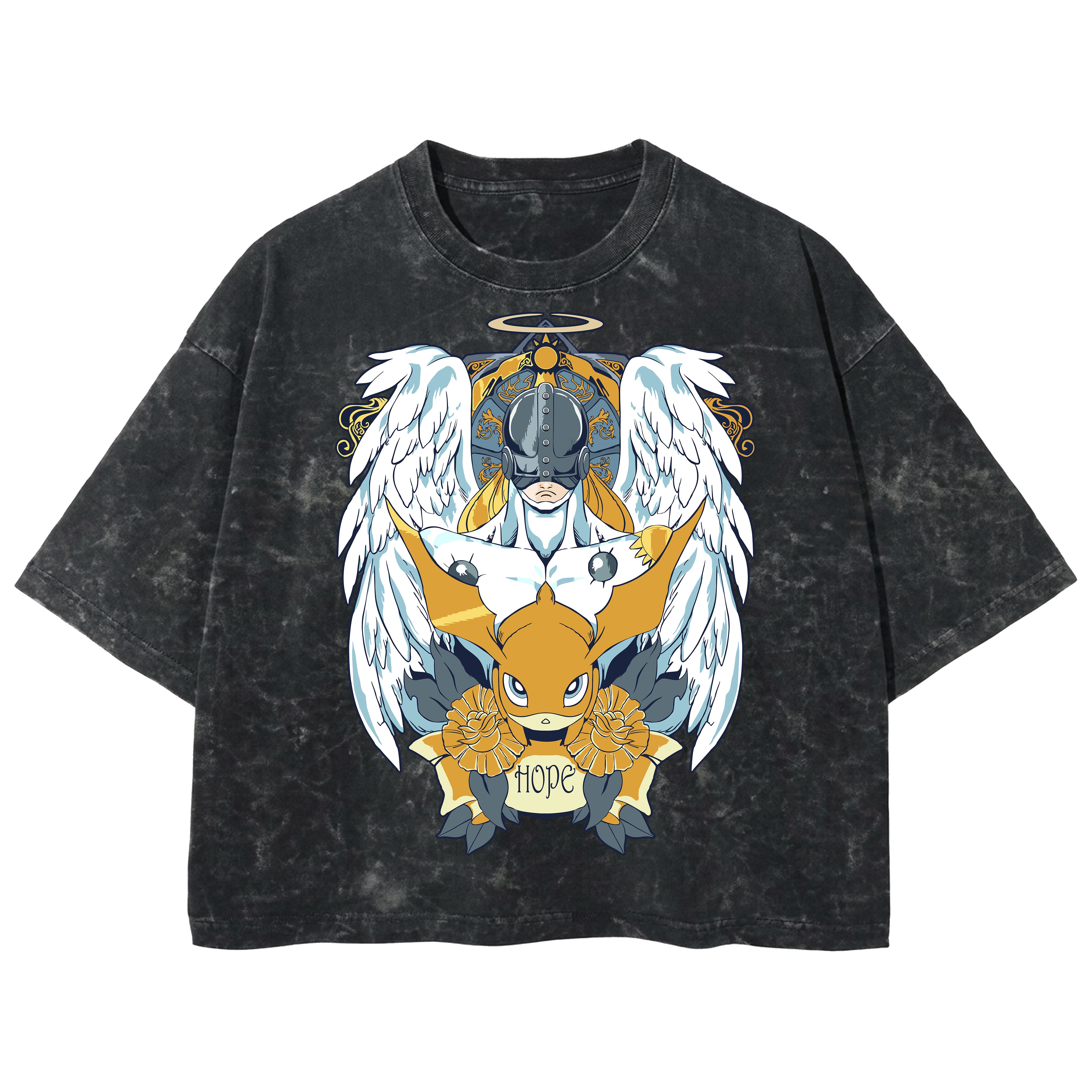 Playera streetwear premium de anime y gaming ExtraLife MX, corte boxy deluxe mineral wash heavyweight en color Acid Wash, moda urbana mexicana de culto.
