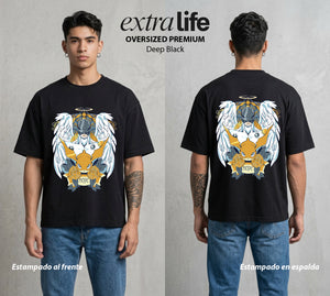 El Mundo Digital | Digimon Angelmon #01300 - Playera Oversized Premium | Deep Black - Foto en modelo