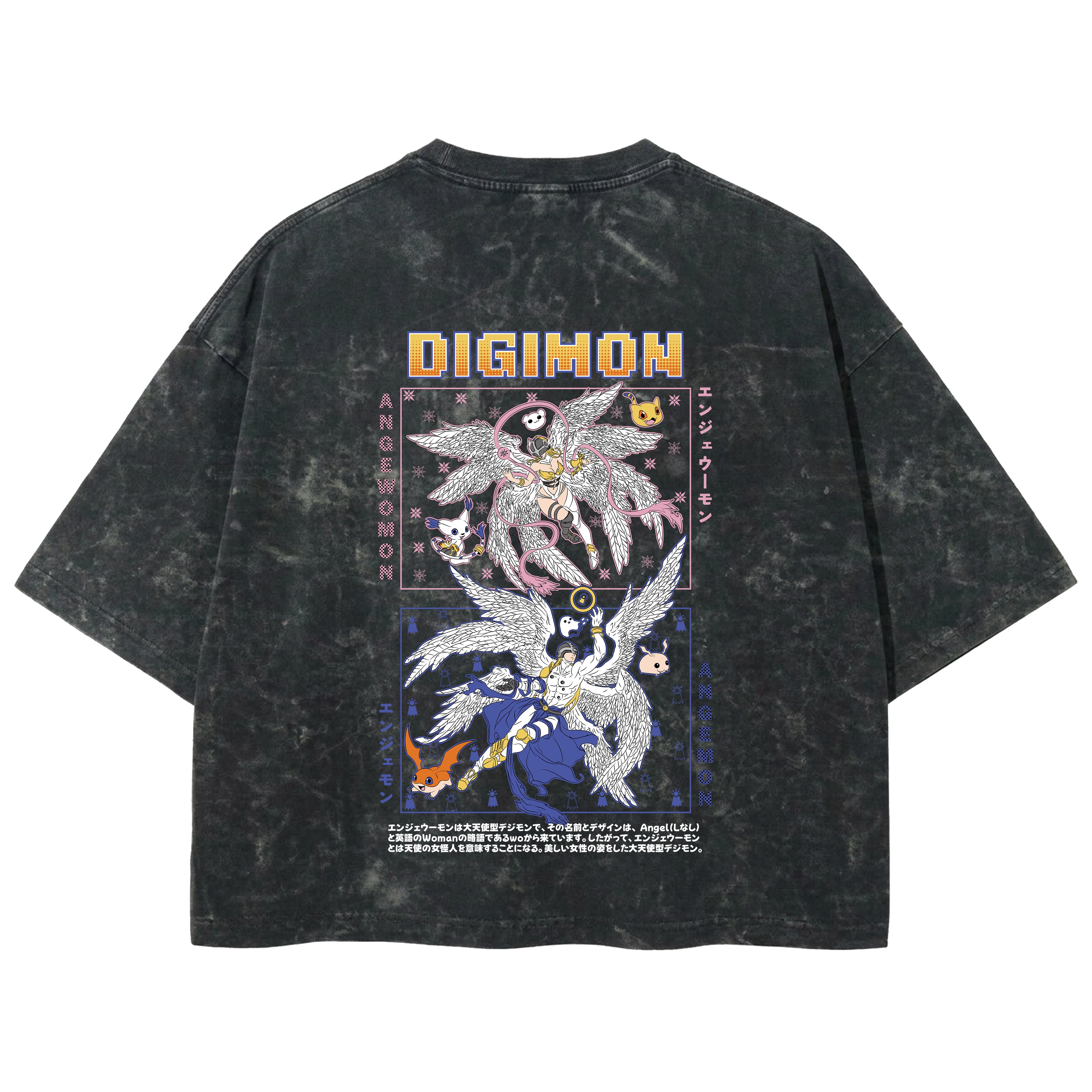 Playera streetwear premium de anime y gaming ExtraLife MX, corte boxy deluxe mineral wash heavyweight en color Acid Wash, moda urbana mexicana de culto.